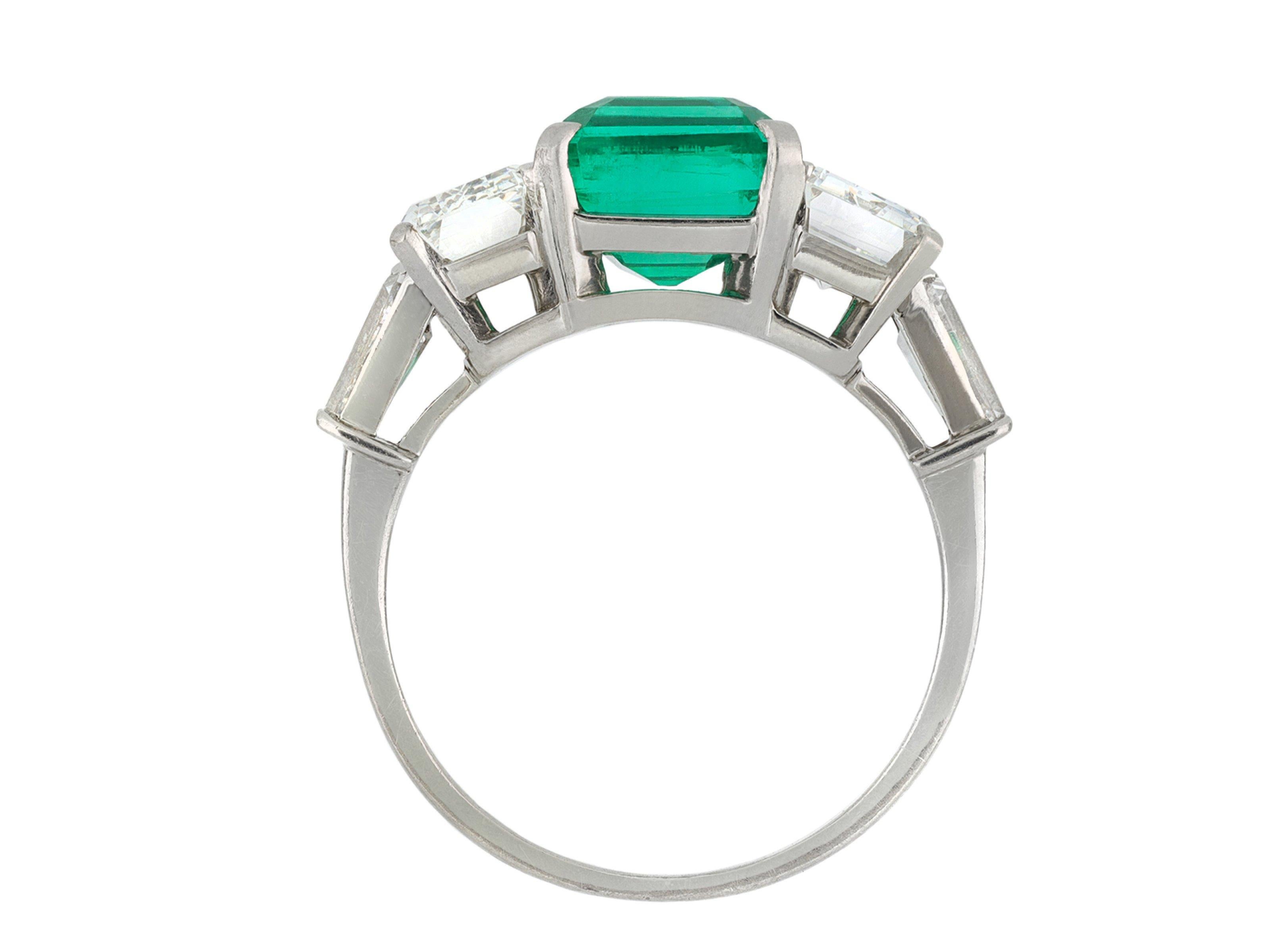 Emerald Cut Bulgari emerald and diamond ring, Italian, circa 1930 For Sale