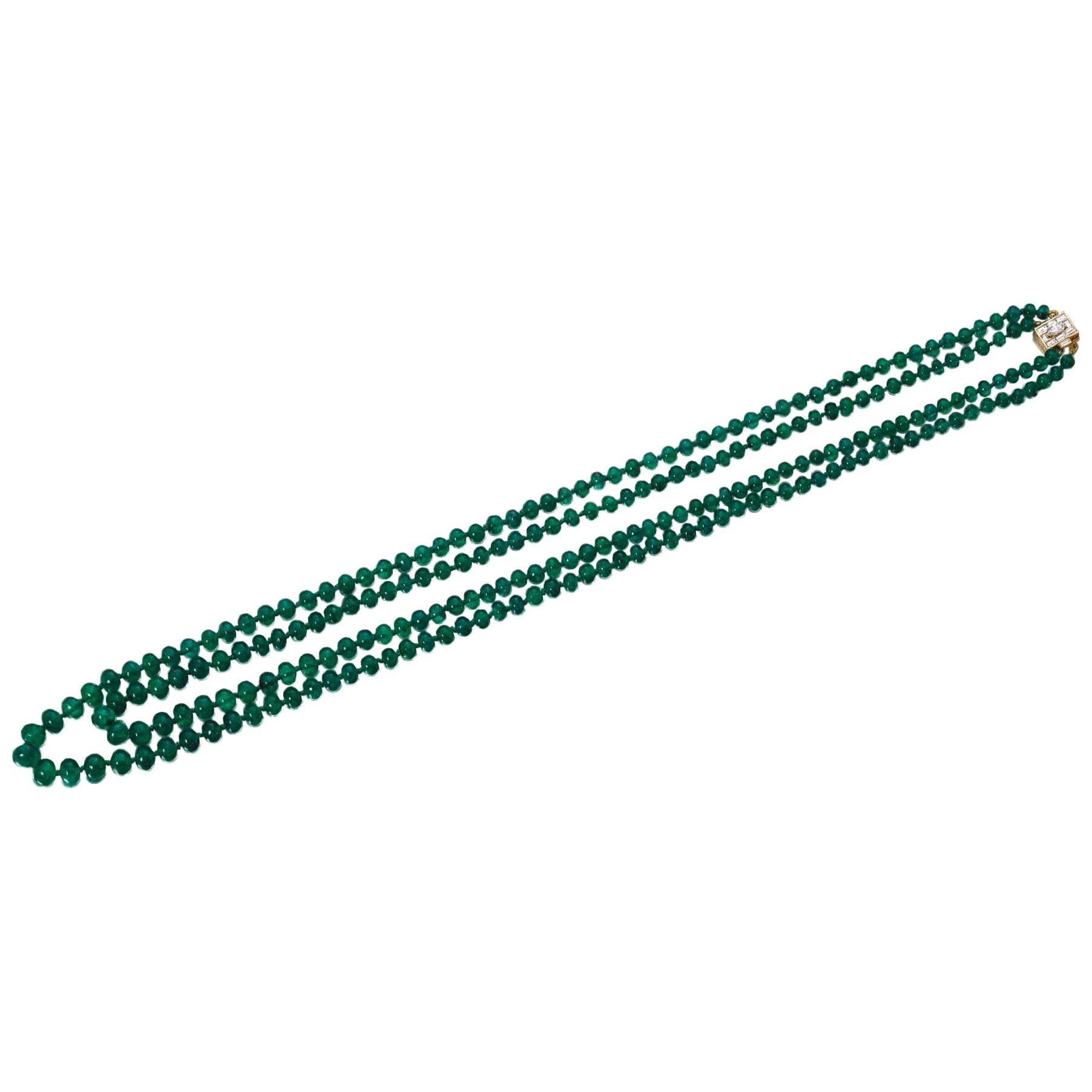 Bulgari Emerald Bead Double Strand Necklace