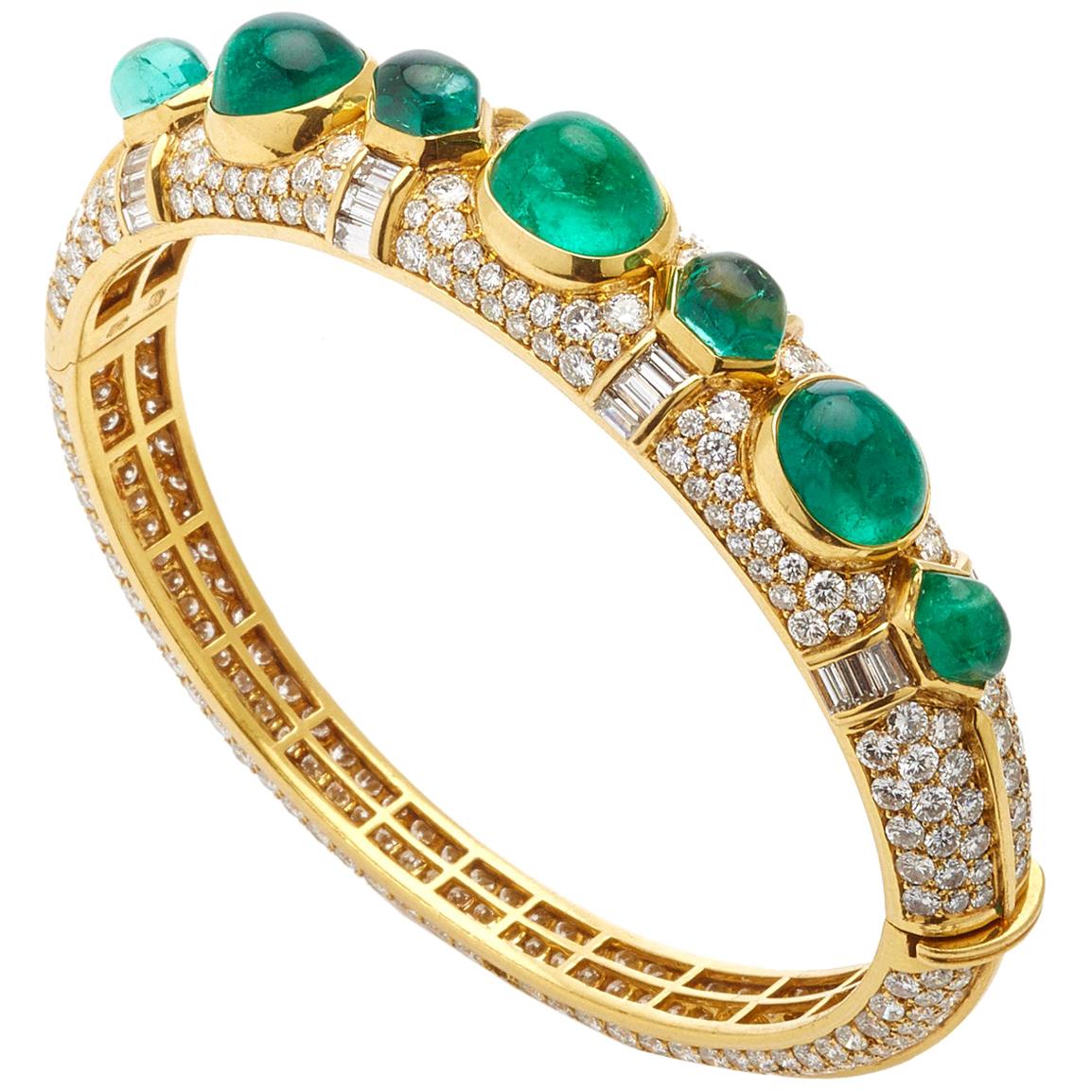 Bulgari Emerald Diamond Bangle Bracelet