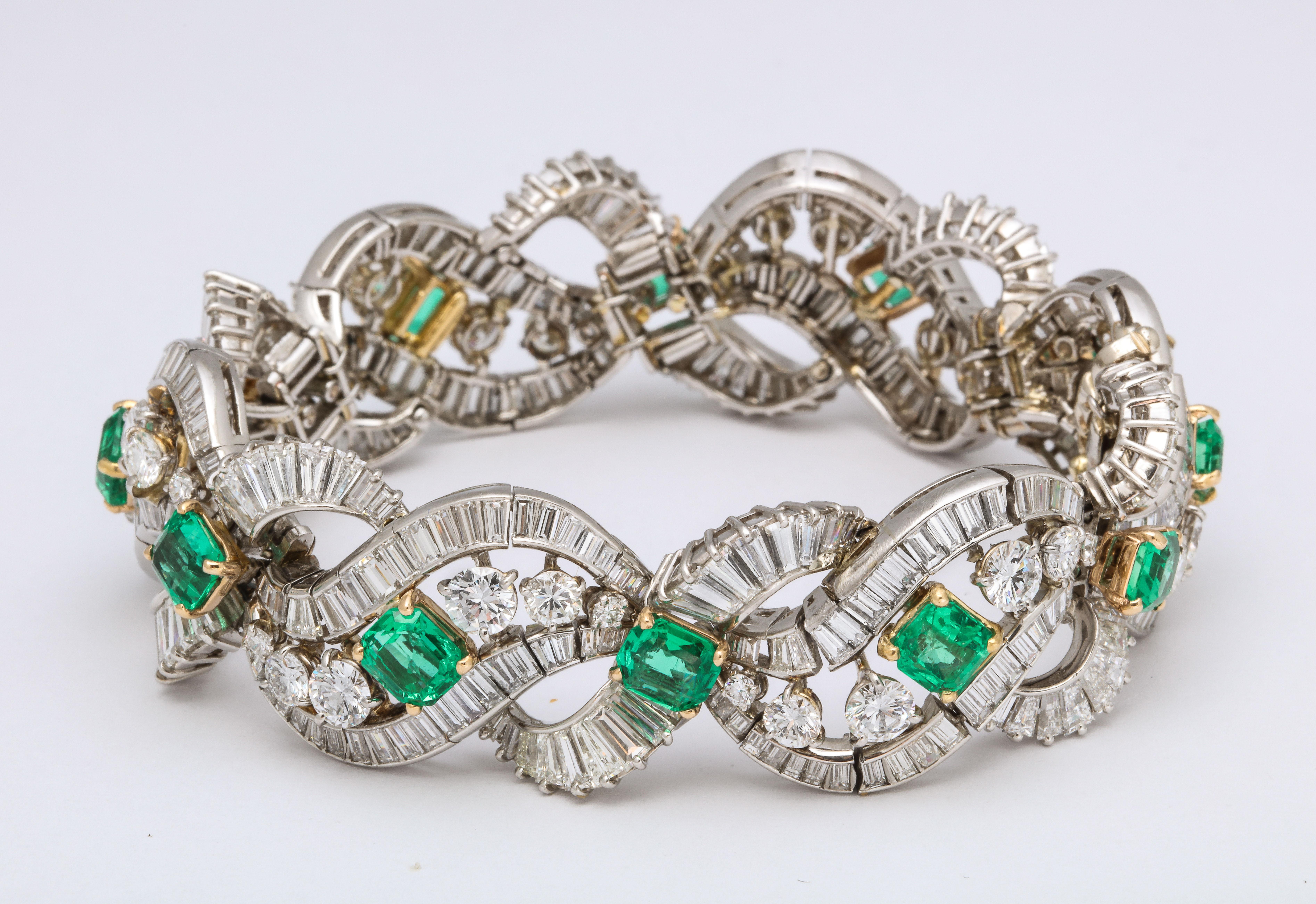 Bulgari Smaragd-Diamant-Armband (Carréeschliff)