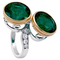 Bulgari  Rome Vintage Twin Emerald  Diamond Lovers Ring