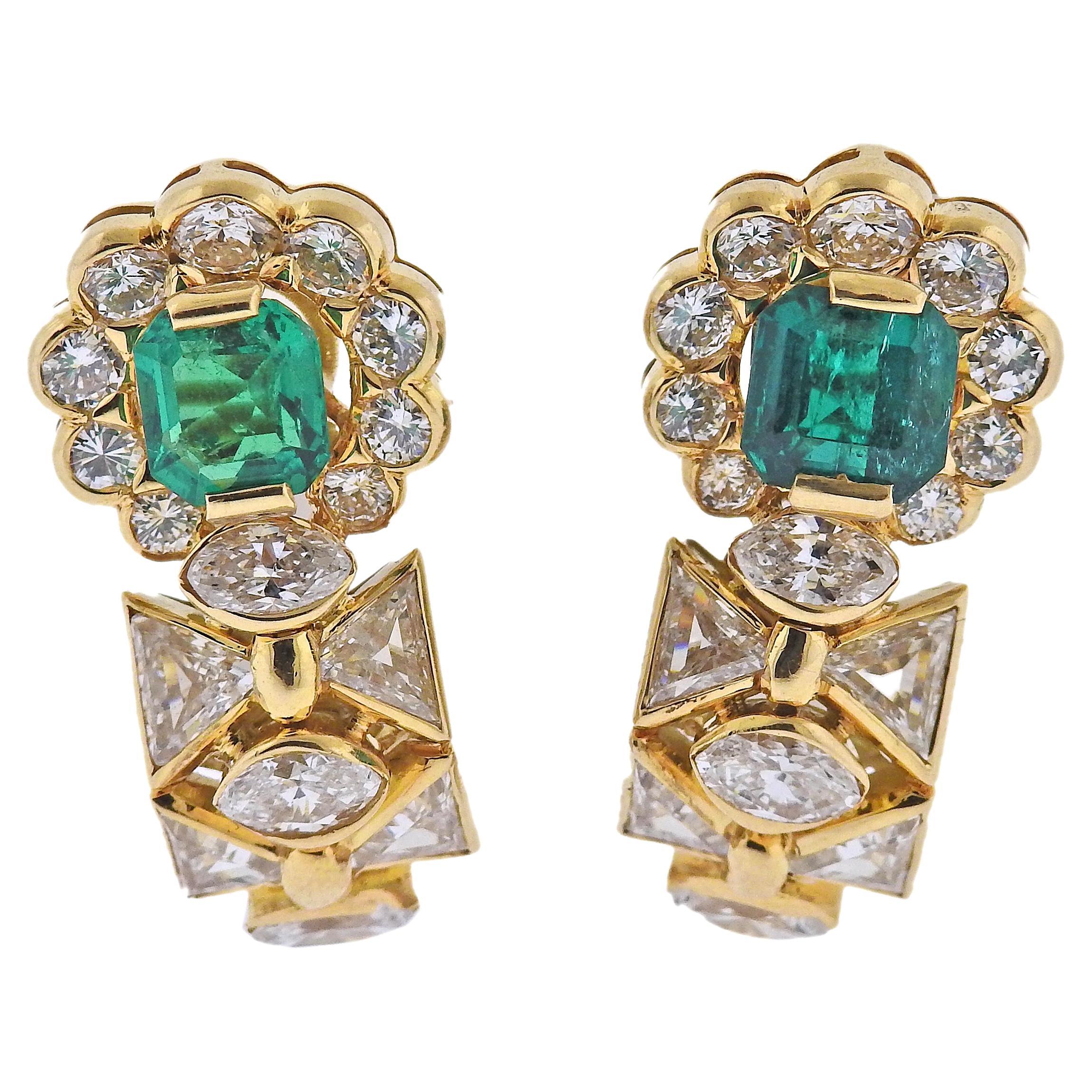 Bulgari Emerald Diamond Gold Earrings