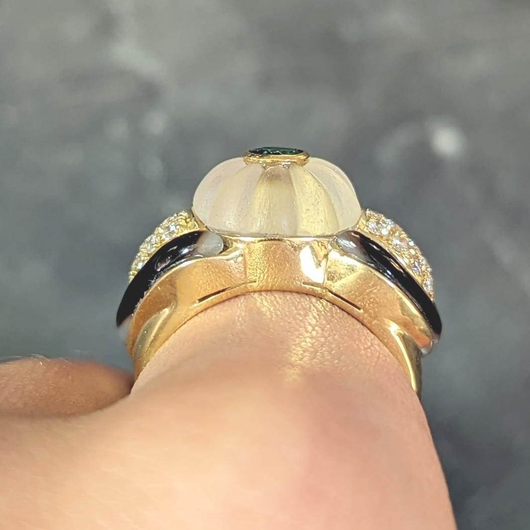 Bulgari Emerald Diamond Mother-of-Pearl Quartz Vintage Ring For Sale 9