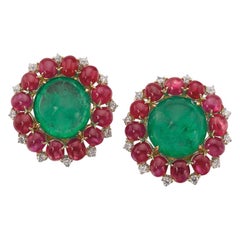 Bulgari Emerald Ruby Diamond Earrings