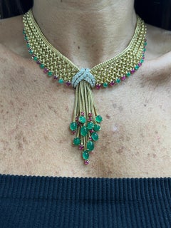 Bulgari Emerald & Ruby Tassel Necklace