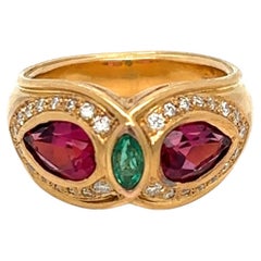 Bague en or Bulgari Emeraude Tourmaline Diamant