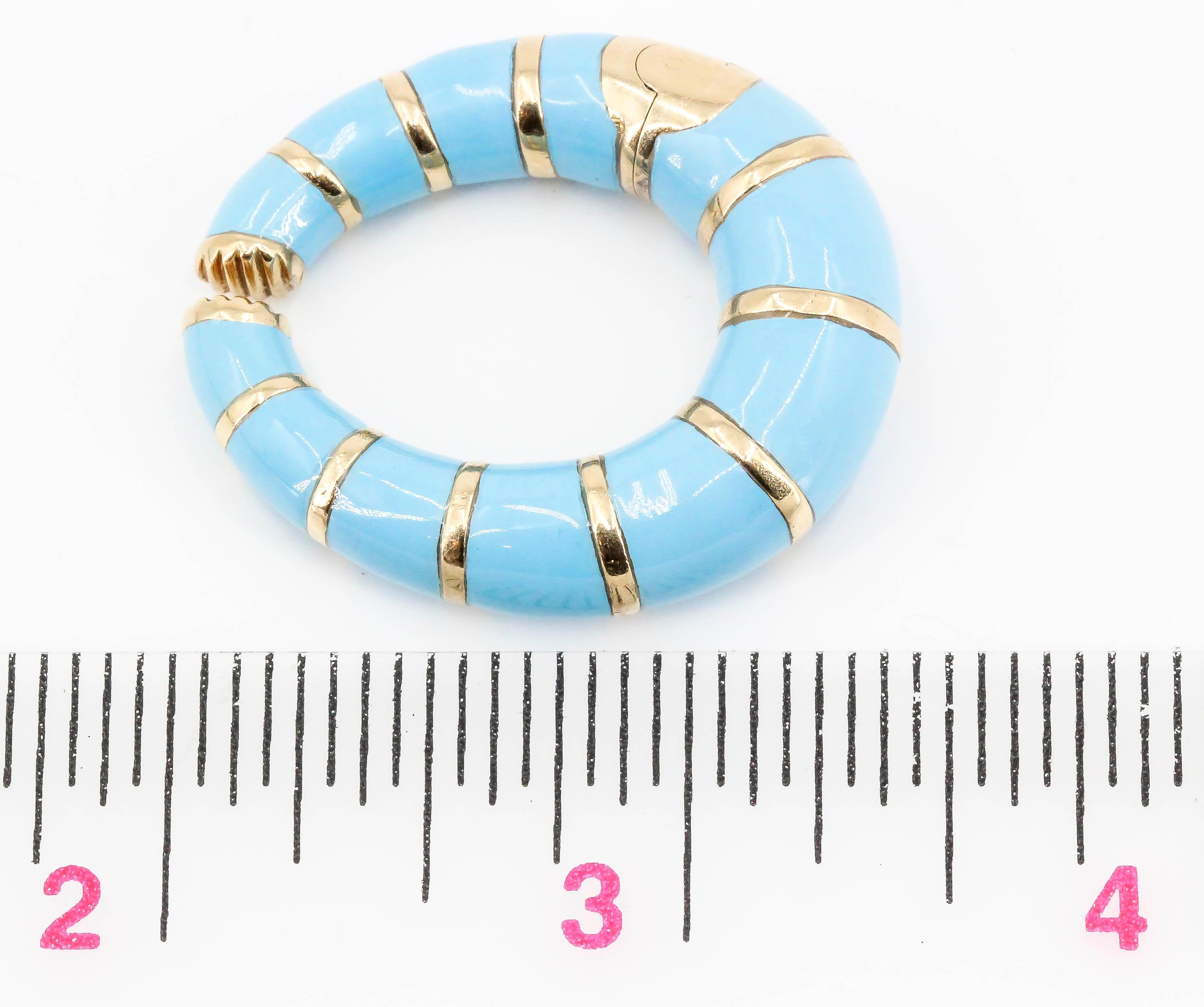 Bulgari Enamel and 18 Karat Yellow Gold Hoop Earrings 1
