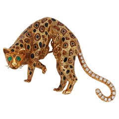 Bulgari Enamel Feline Brooch