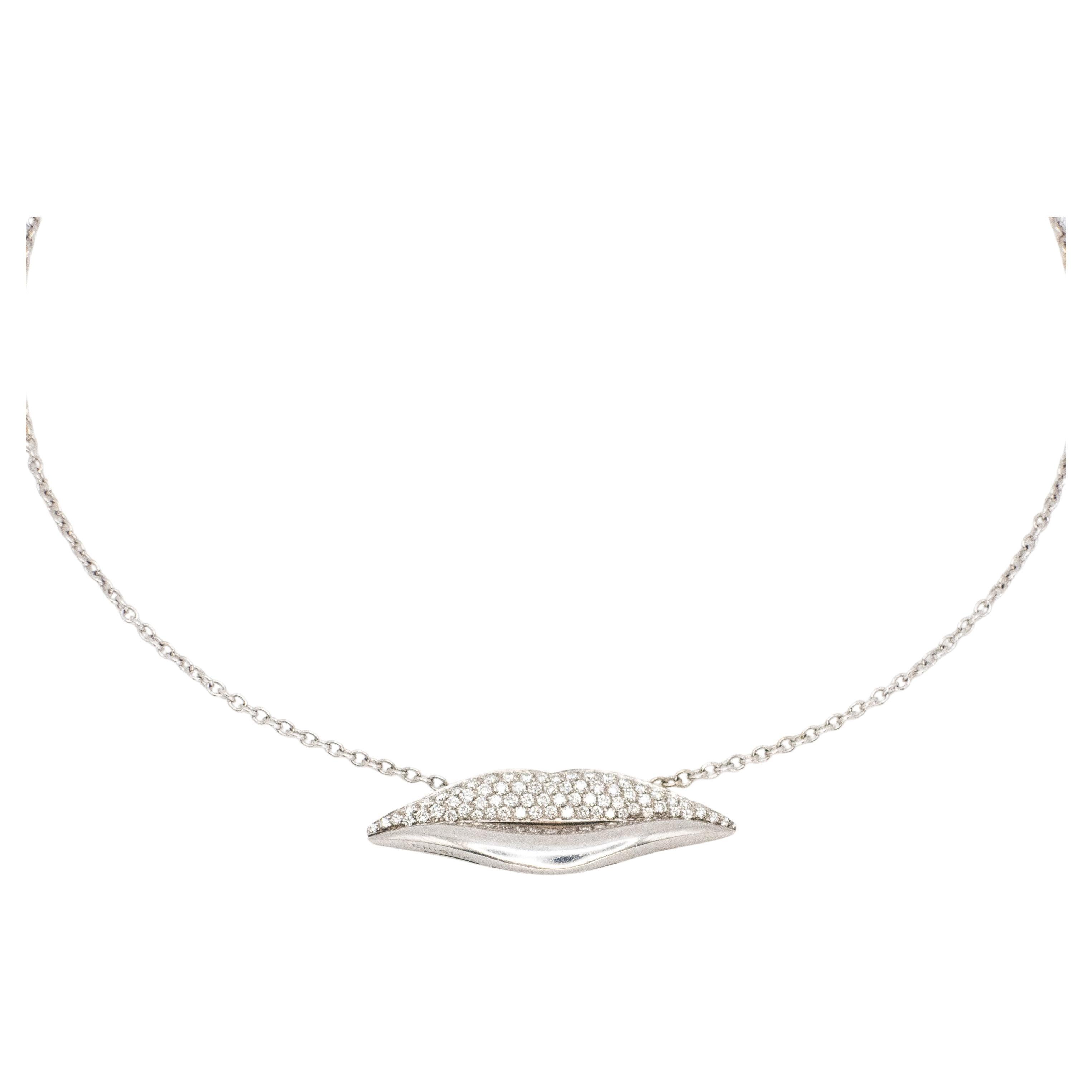 Collar Colgante Labios Diamantes Bulgari Enigma Oro Blanco 18K Moderno en venta