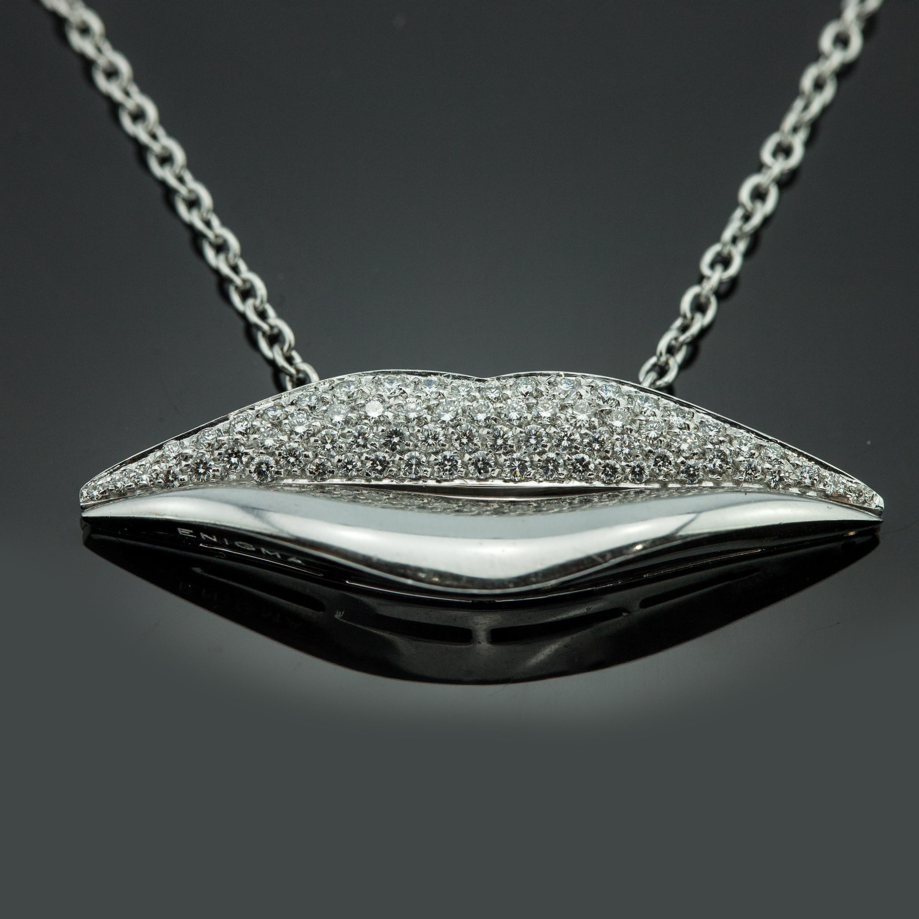 Collar Colgante Labios Diamantes Bulgari Enigma Oro Blanco 18K en venta 2