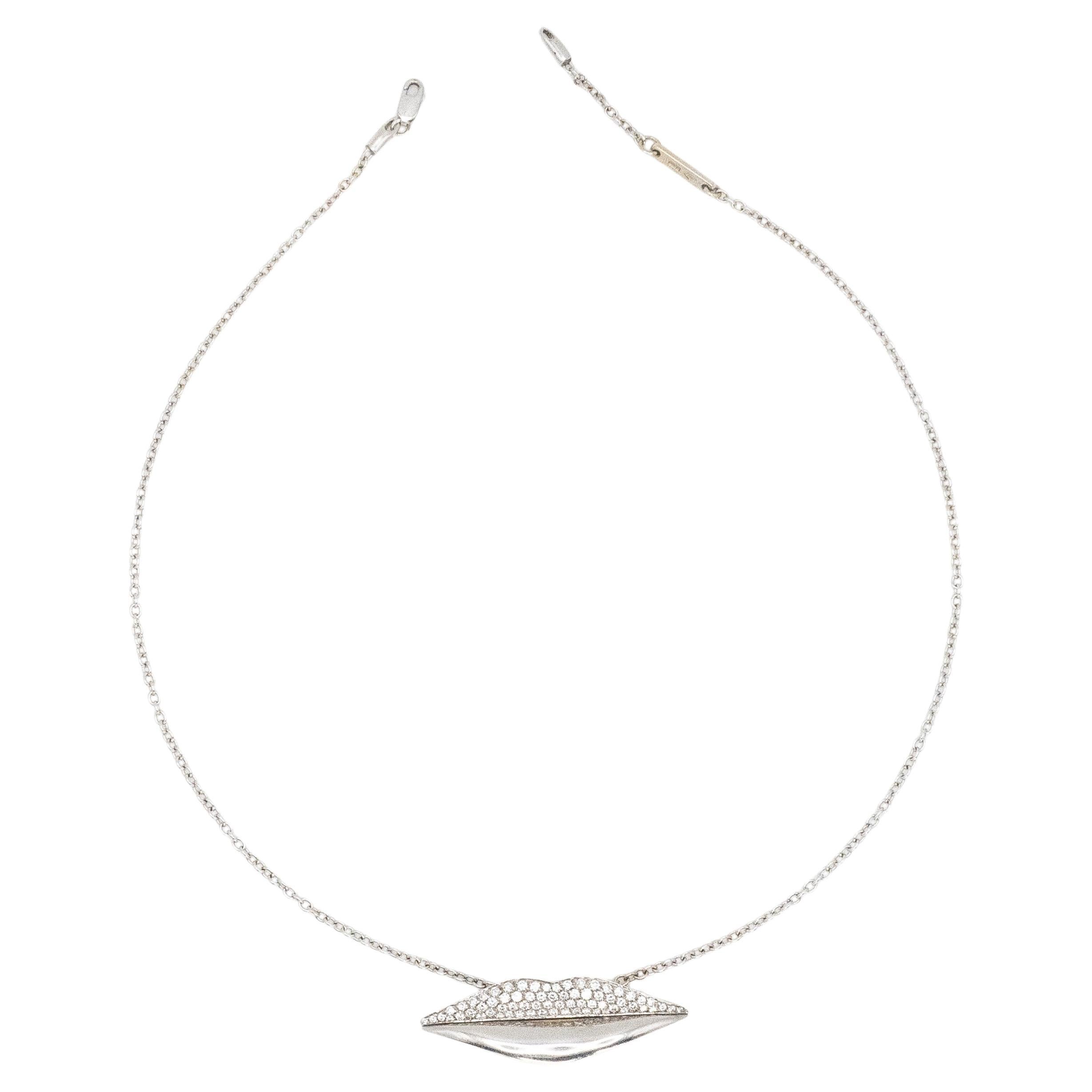 Bulgari Enigma 18K WG Diamond Lips Pendant Necklace
