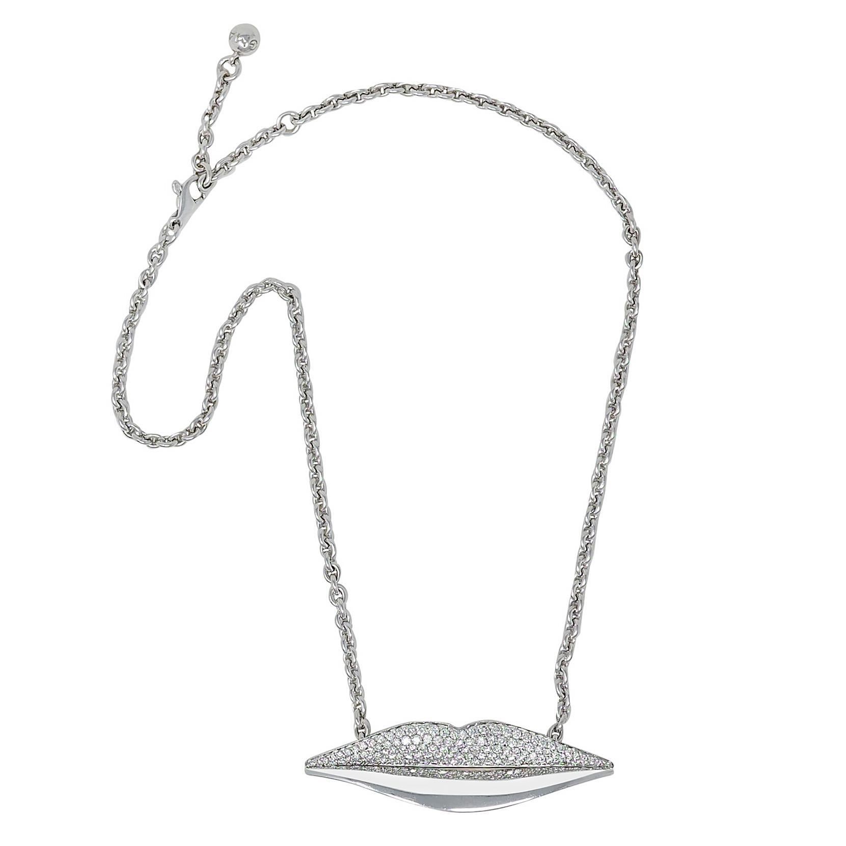 Taglio brillante Bulgari Enigma 2000, collana a catena con diamanti in oro 18 carati da 2,50 carati, con labbra a stazione in vendita