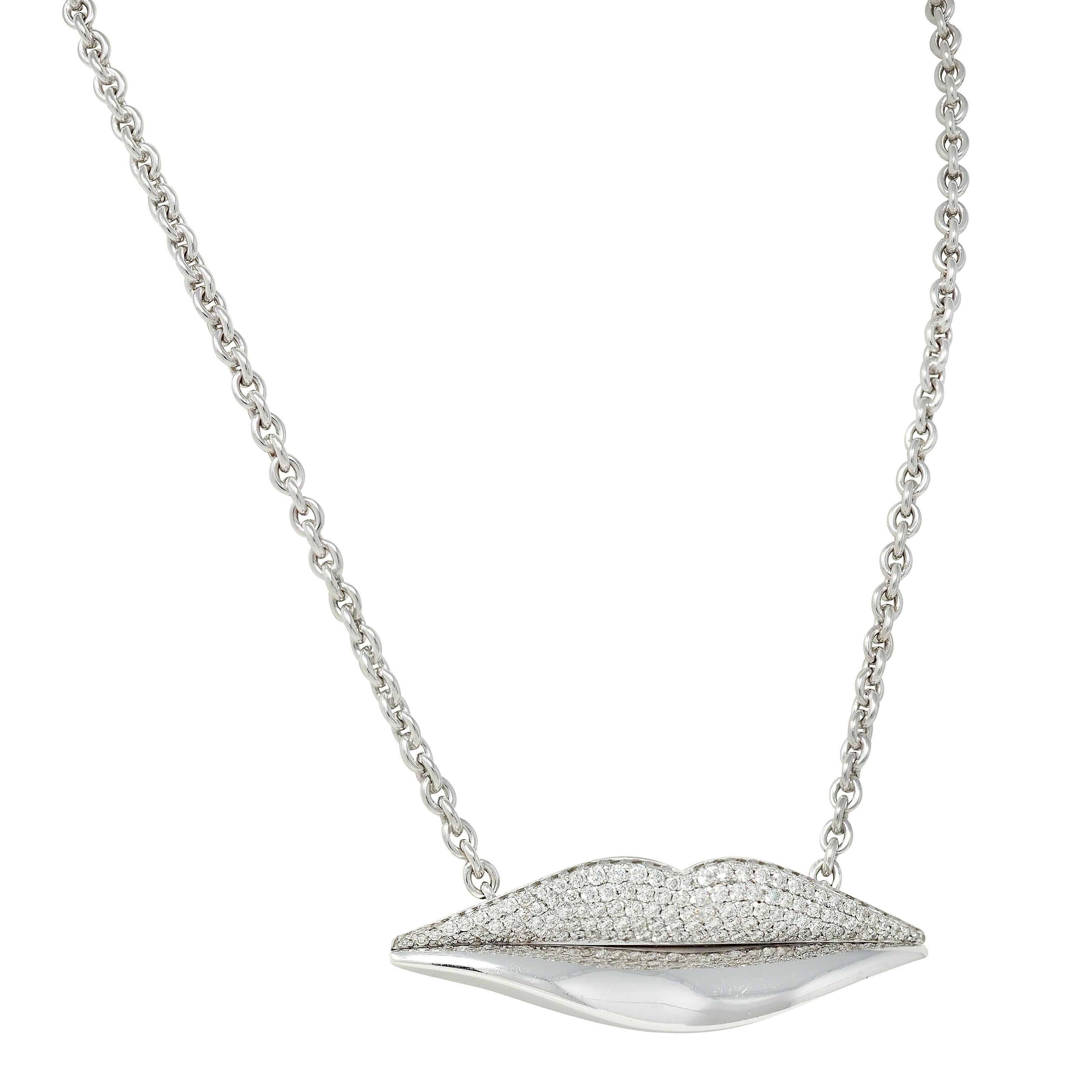 Bulgari Enigma 2000, collana a catena con diamanti in oro 18 carati da 2,50 carati, con labbra a stazione In condizioni ottime in vendita a Philadelphia, PA