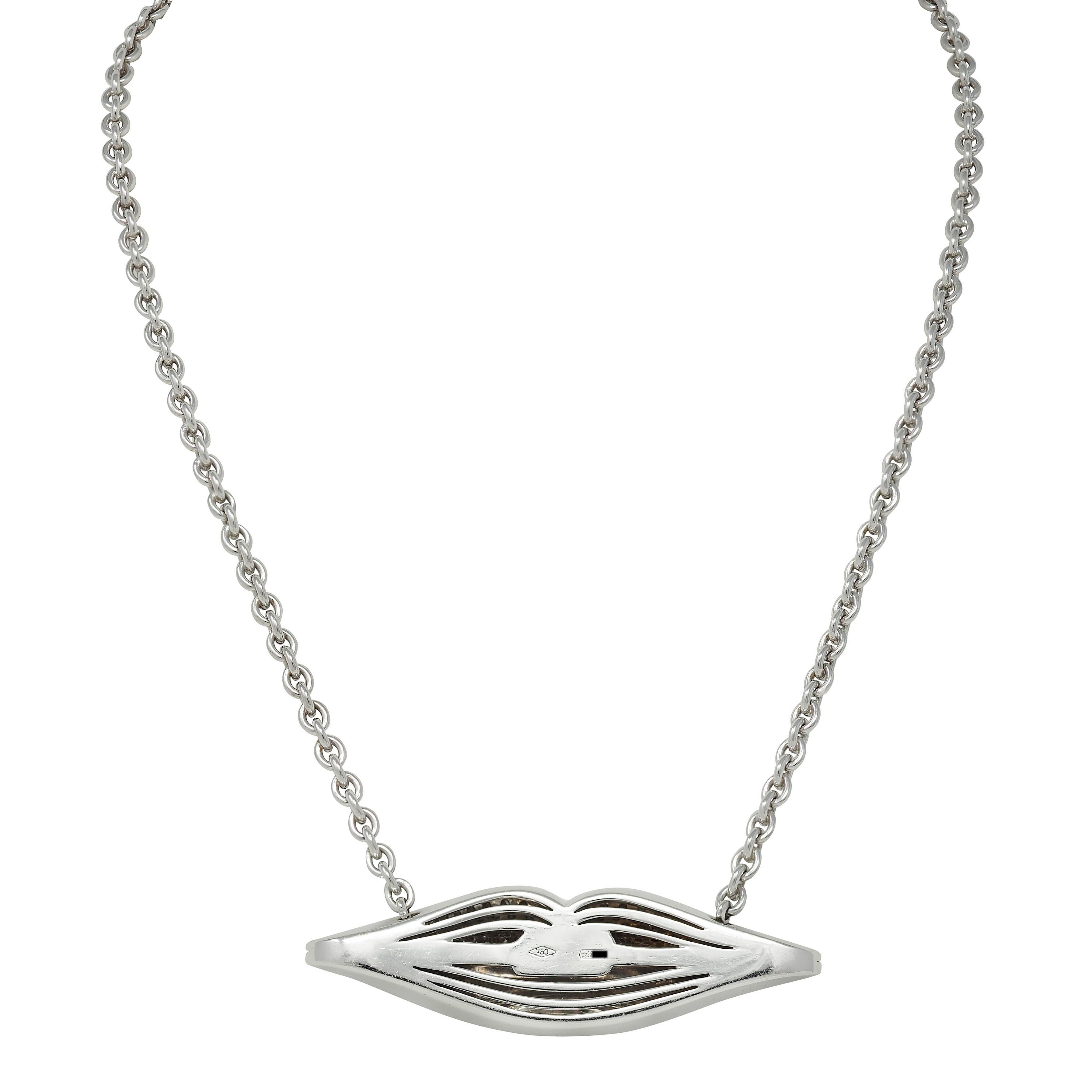 da uomo o donna Bulgari Enigma 2000, collana a catena con diamanti in oro 18 carati da 2,50 carati, con labbra a stazione in vendita