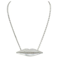 Bulgari Enigma 2000's 2.50 CTW Diamond 18K Gold Lips Station Chain Necklace