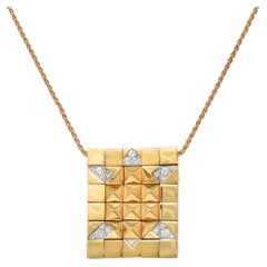 Bulgari Enigma 2000's Diamond 18 Karat Gold Turtle Slide Pendant Necklace
