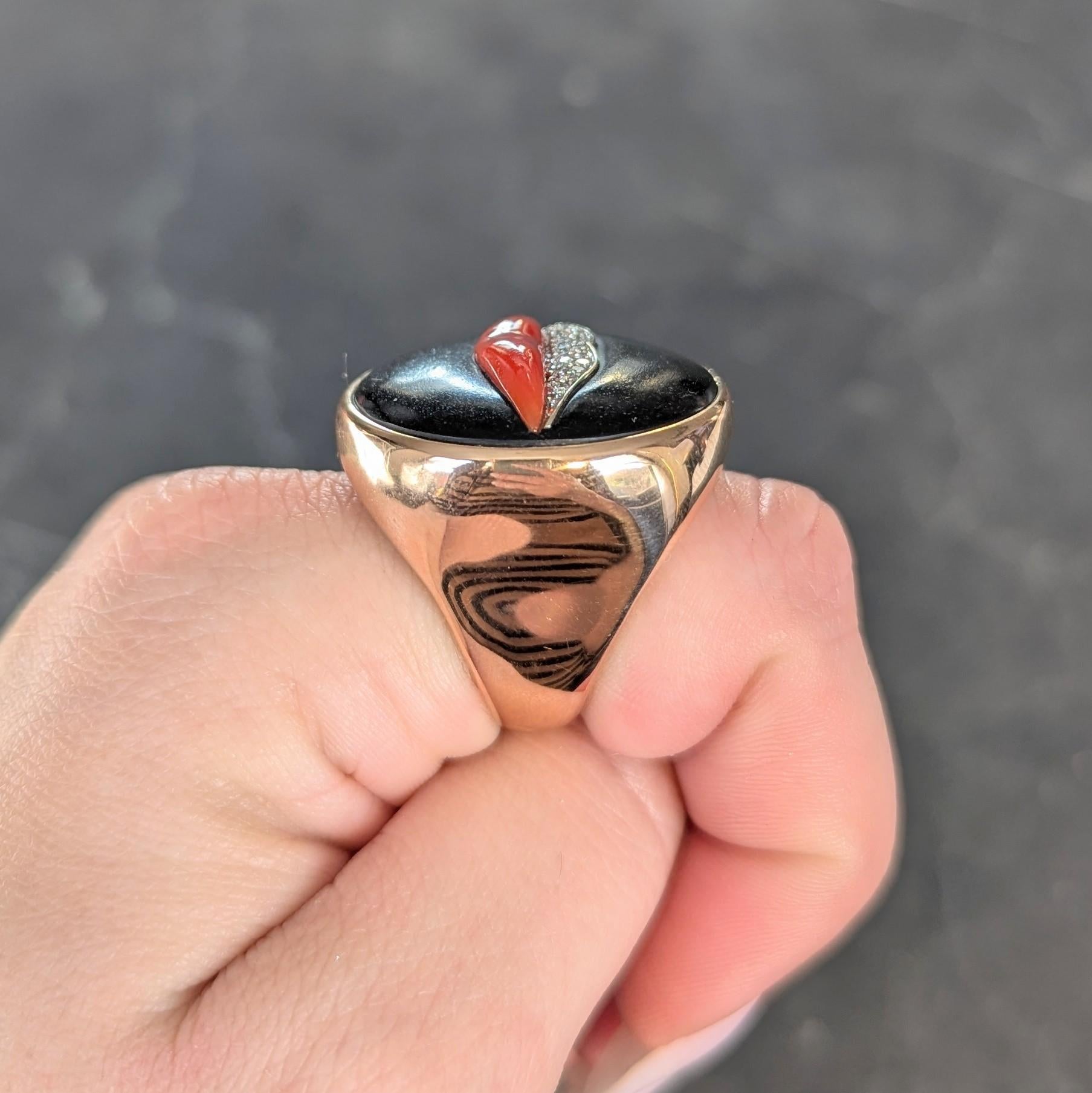 Bulgari Enigma Contemporay Diamond Jet Coral 18 Karat Rose Gold Lip Ring 7