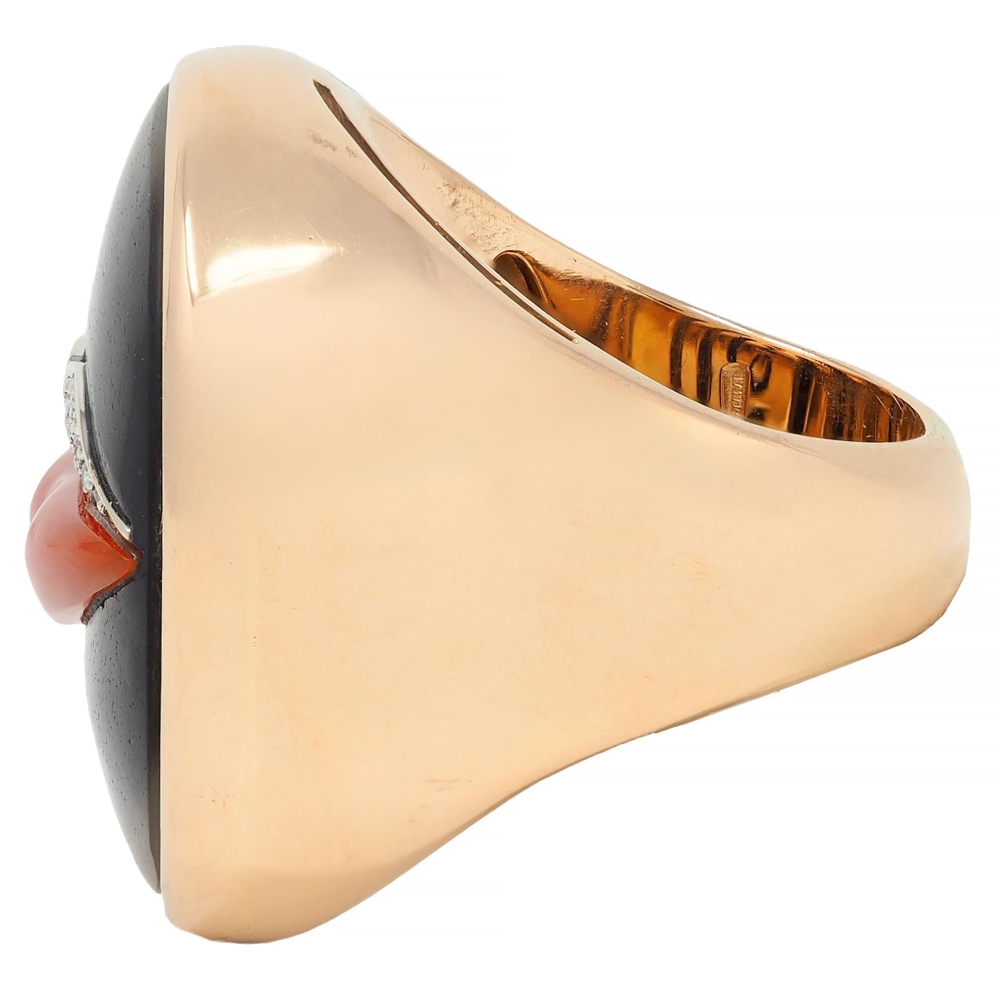 Bulgari Enigma Contemporay Diamond Jet Coral 18 Karat Rose Gold Lip Ring 1