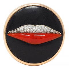 Bulgari Enigma Contemporay Diamond Jet Coral 18 Karat Rose Gold Lip Ring