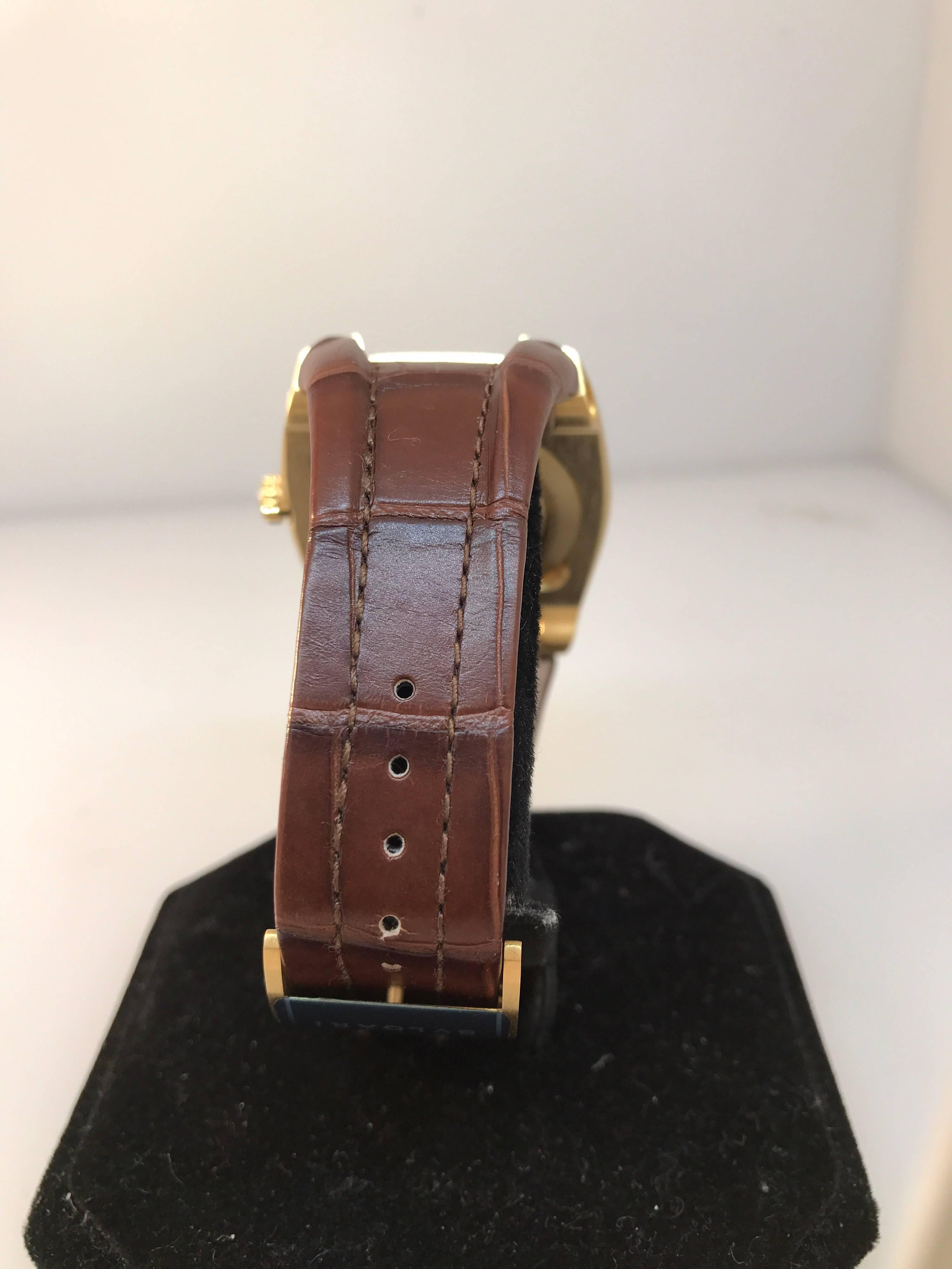 Bulgari Ergon Yellow Gold Silver Dial Brown Leather Band Automatic Men's Watch For Sale 3