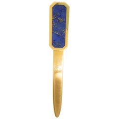 Coupe-papiers Bulgari Estate en or jaune 18 carats et lapis-lazuli