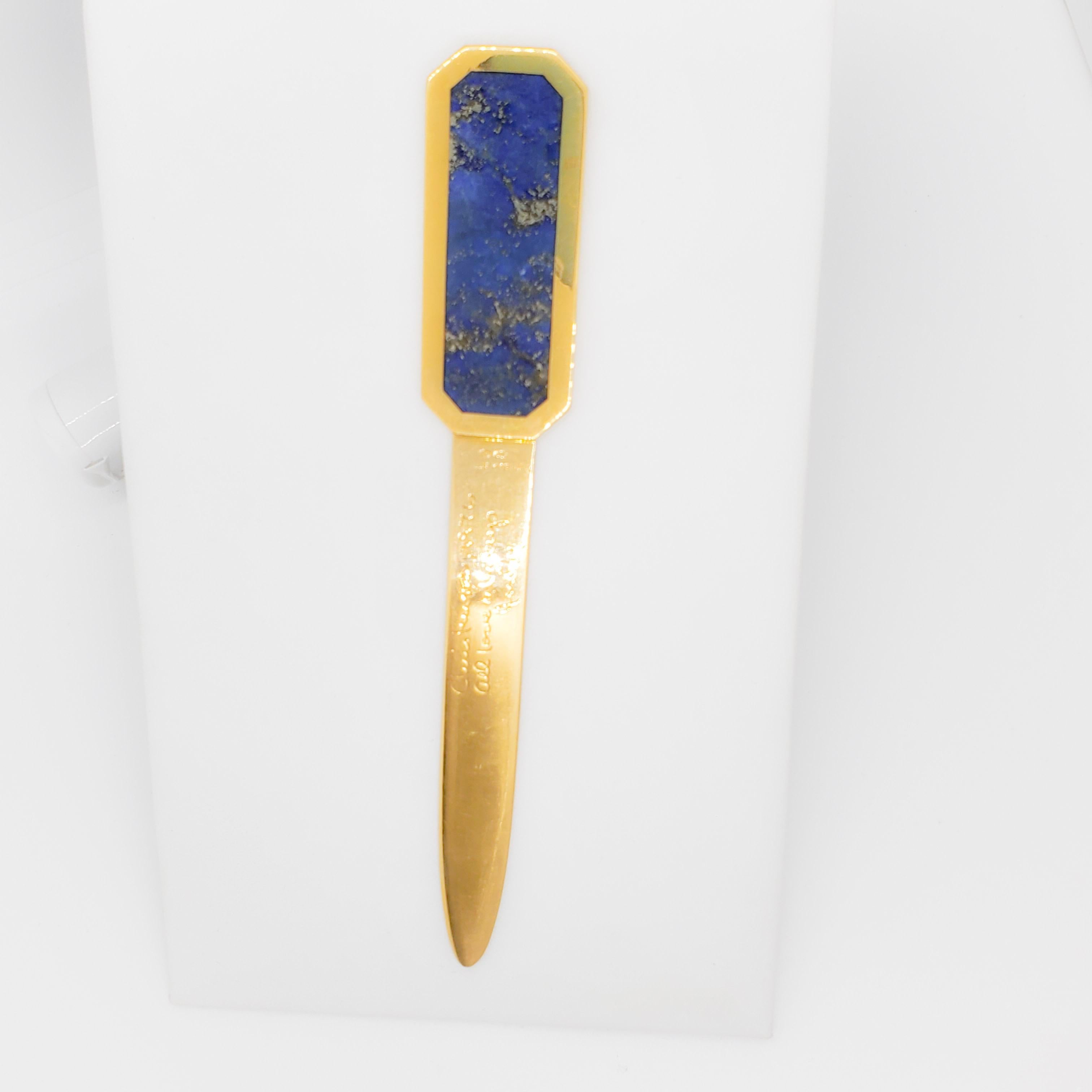 Nachlass-Brieföffner aus Lapislazuli in 18 Karat Gelbgold im Zustand „Hervorragend“ in Los Angeles, CA
