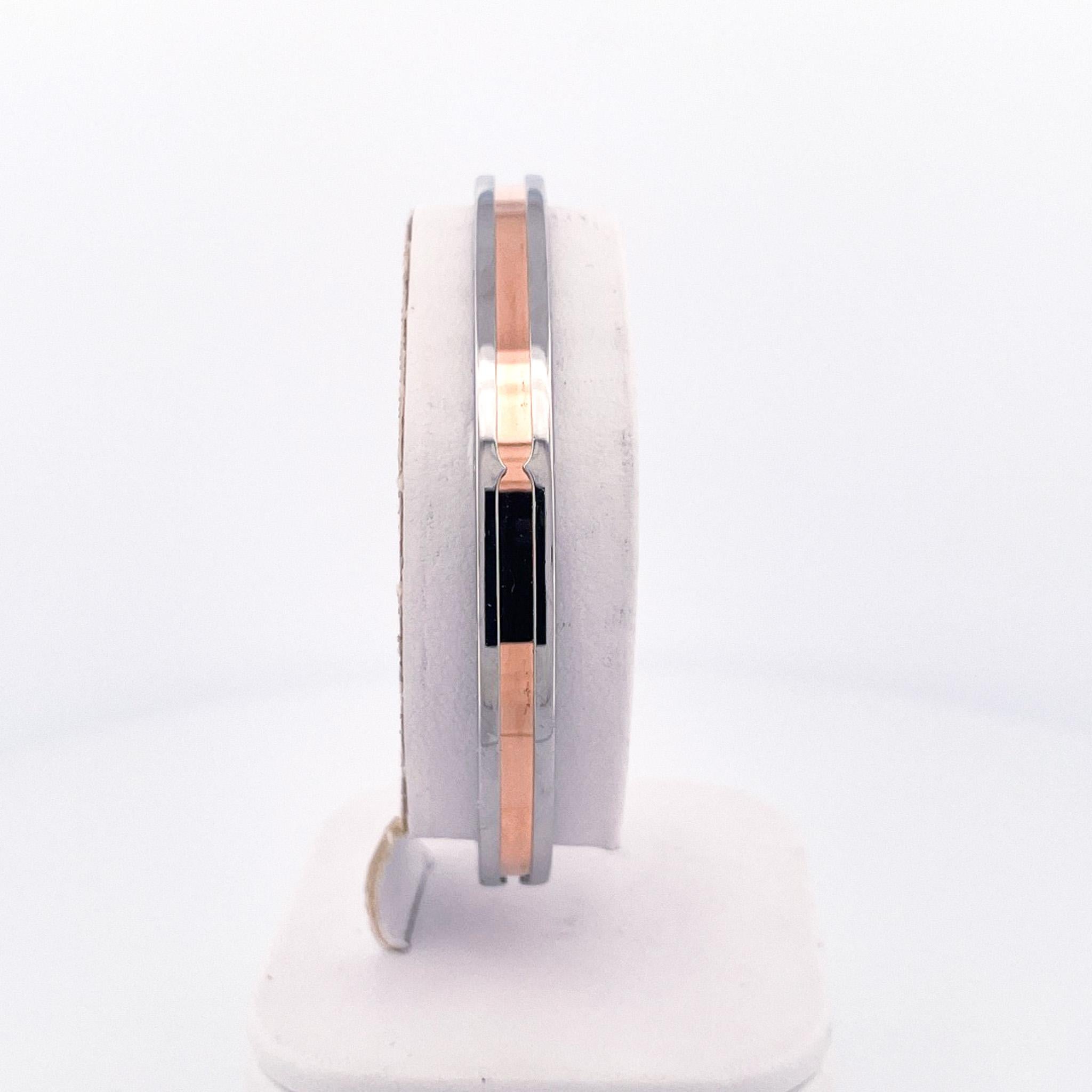 Bulgari Nachlass Edelstahl & 18k Roségold B.Zero 1 Manschettenarmband (Moderne) im Angebot