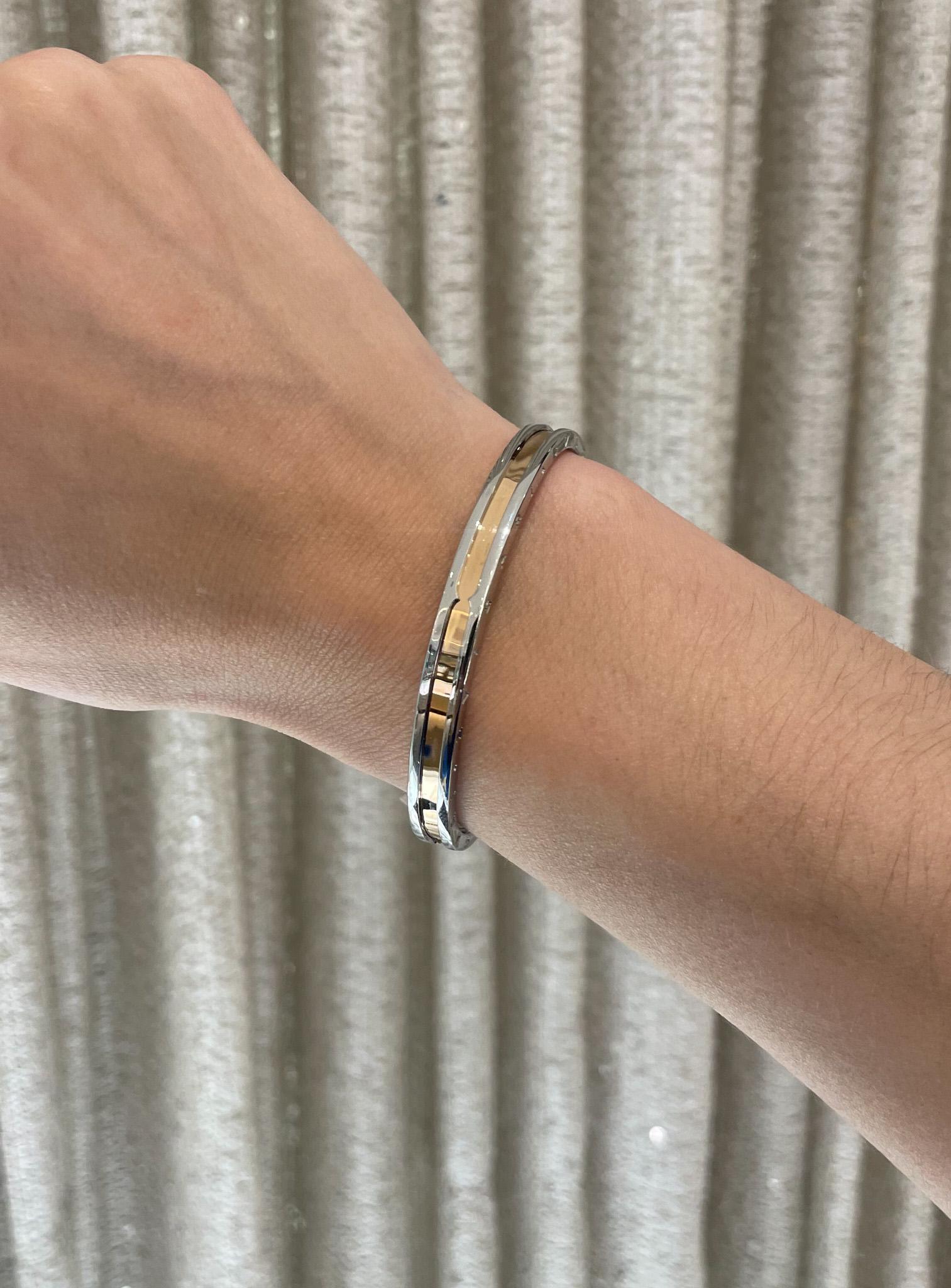 Bulgari Nachlass Edelstahl & 18k Roségold B.Zero 1 Manschettenarmband im Angebot 4
