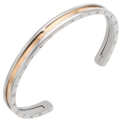 Bulgari Nachlass Edelstahl & 18k Roségold B.Zero 1 Manschettenarmband
