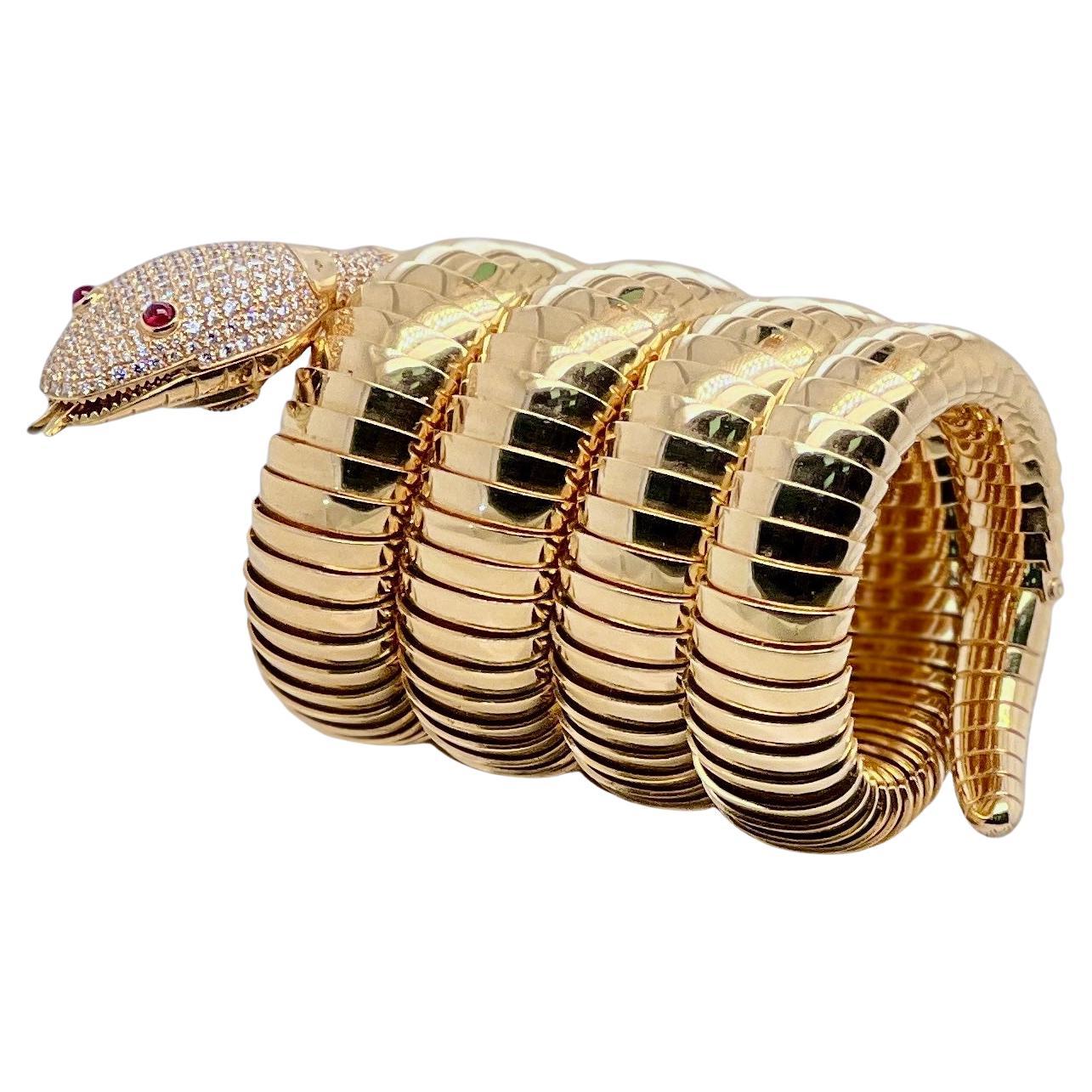 Bulgari Außergewöhnliches Serpenti Tubogas 18k Gold Uhrenarmband