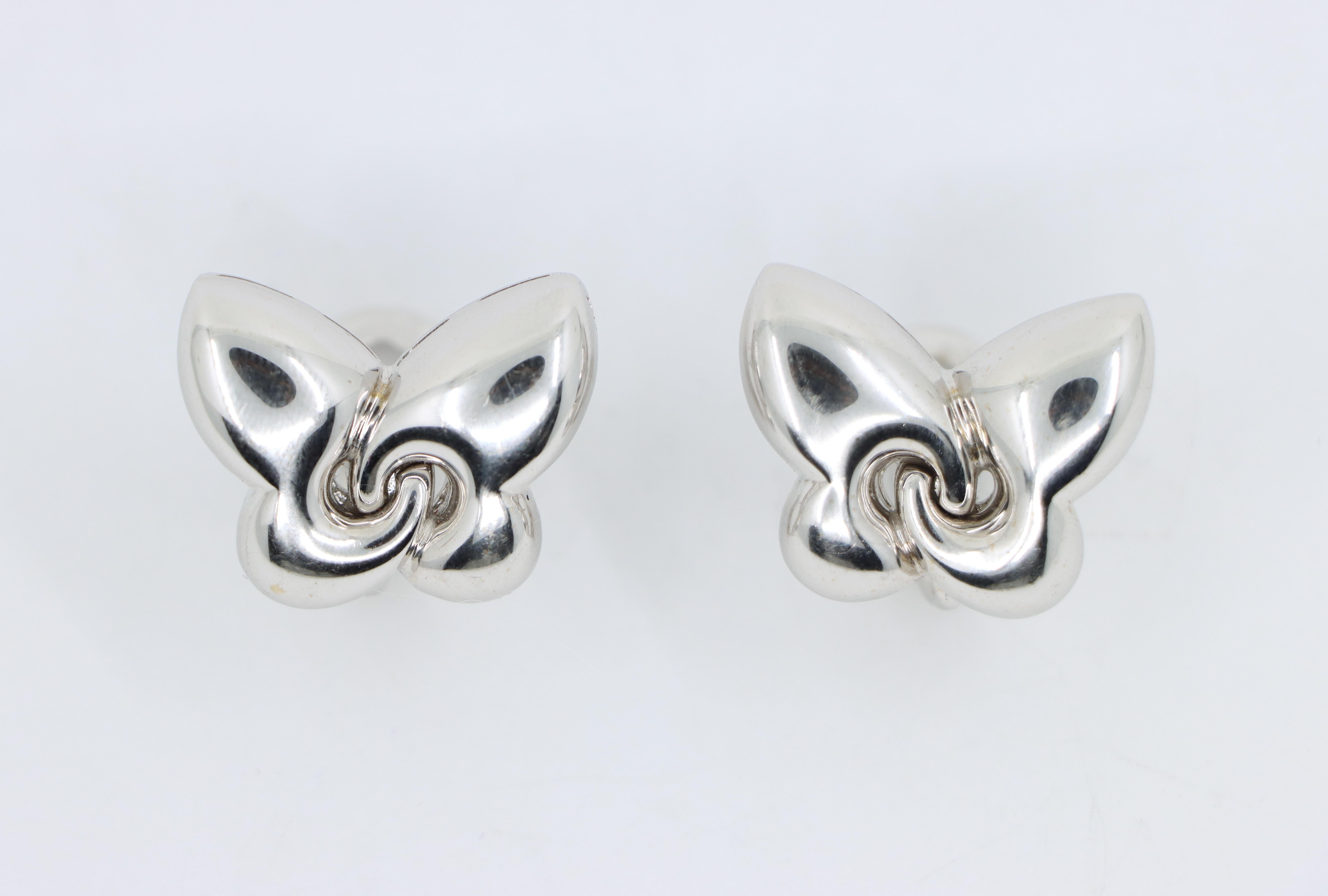 Bulgari Farfalle 18K White Gold Butterfly Earring For Sale 2