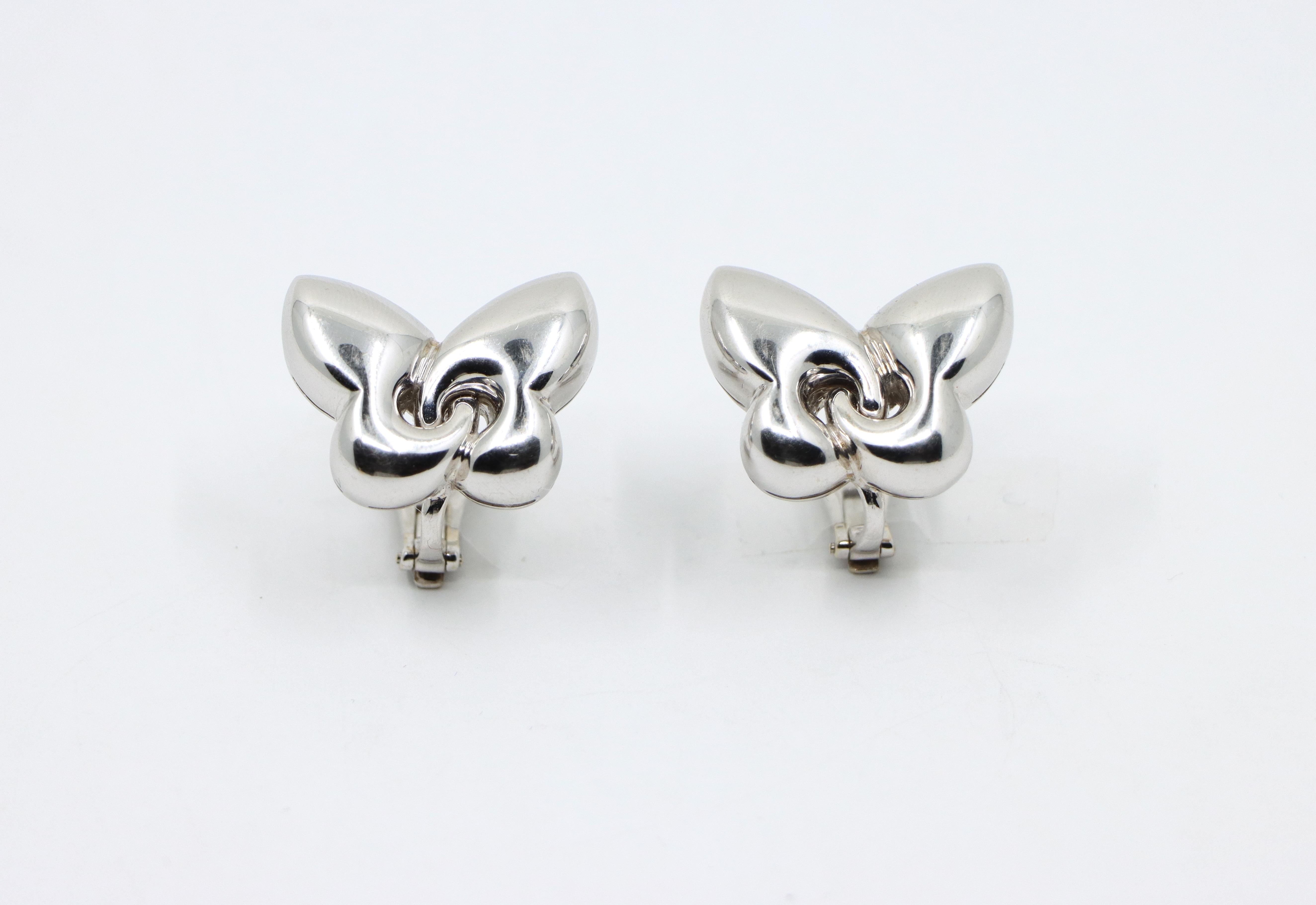 Bulgari Farfalle 18K White Gold Butterfly Earring For Sale 3