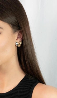 Bulgari Farfalle Diamond White and Yellow Gold Butterfly Clip-On Earrings