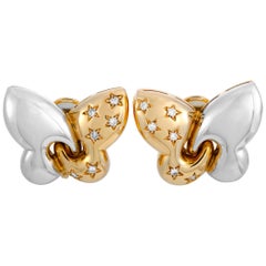 Bulgari Farfalle Diamond White and Yellow Gold Butterfly Clip-On Earrings