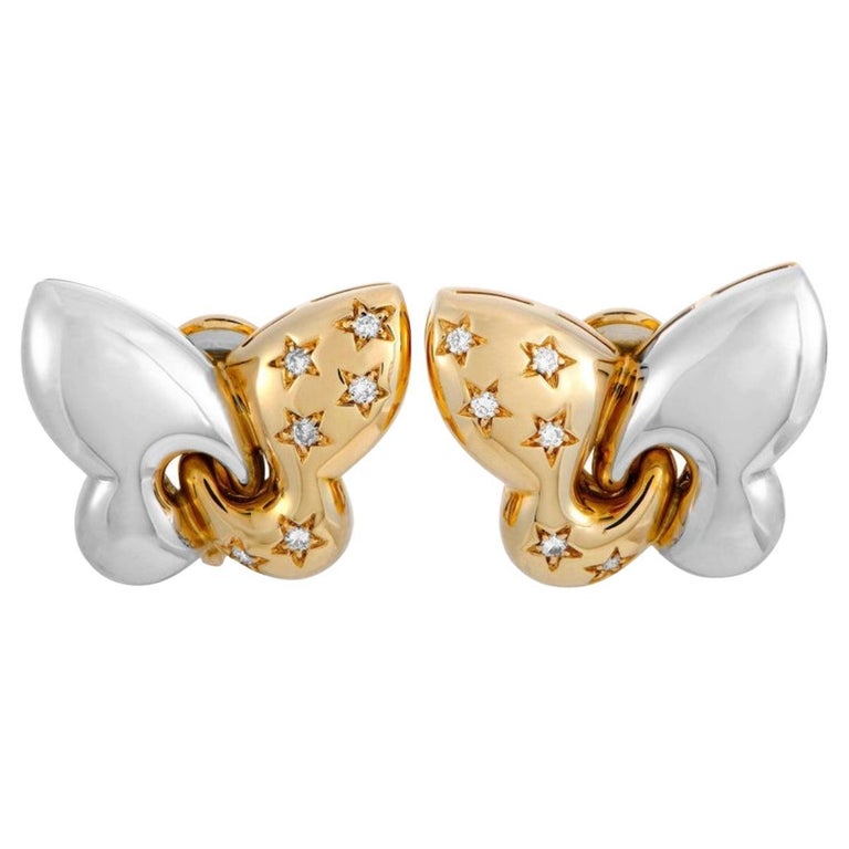 Bulgari Farfalle Diamond White and Yellow Gold Butterfly ClipOn