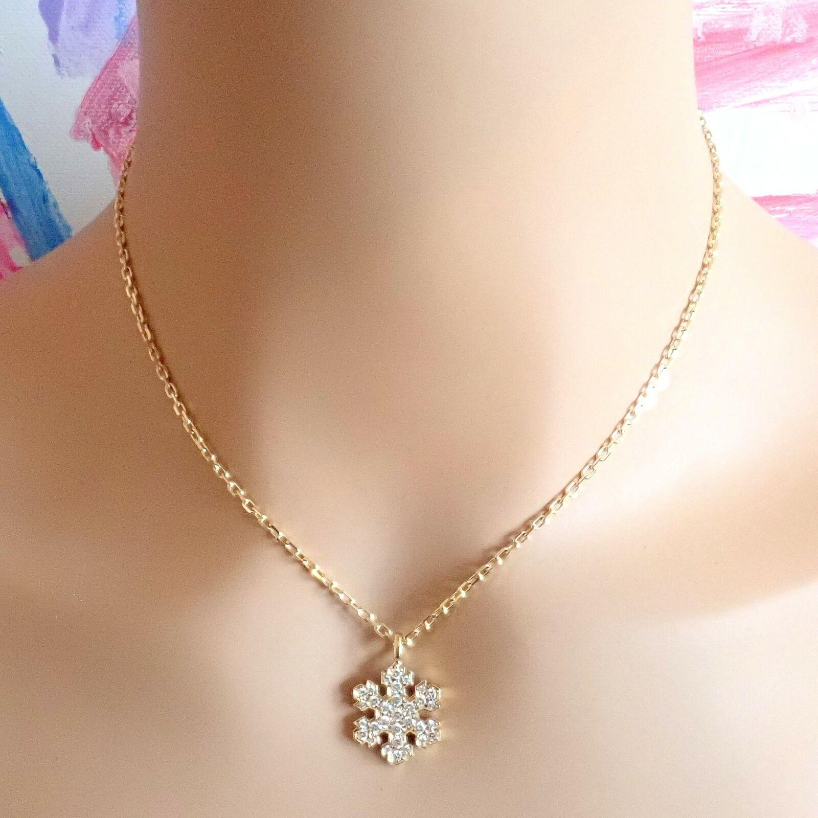 Brilliant Cut Bulgari Fiocco di Neve Snowflake Diamond Yellow Gold Pendant Necklace