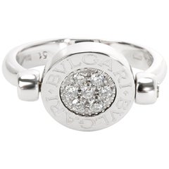 Bulgari Flip Diamond and Onyx Ring in 18 Karat White Gold 0.07 Carat