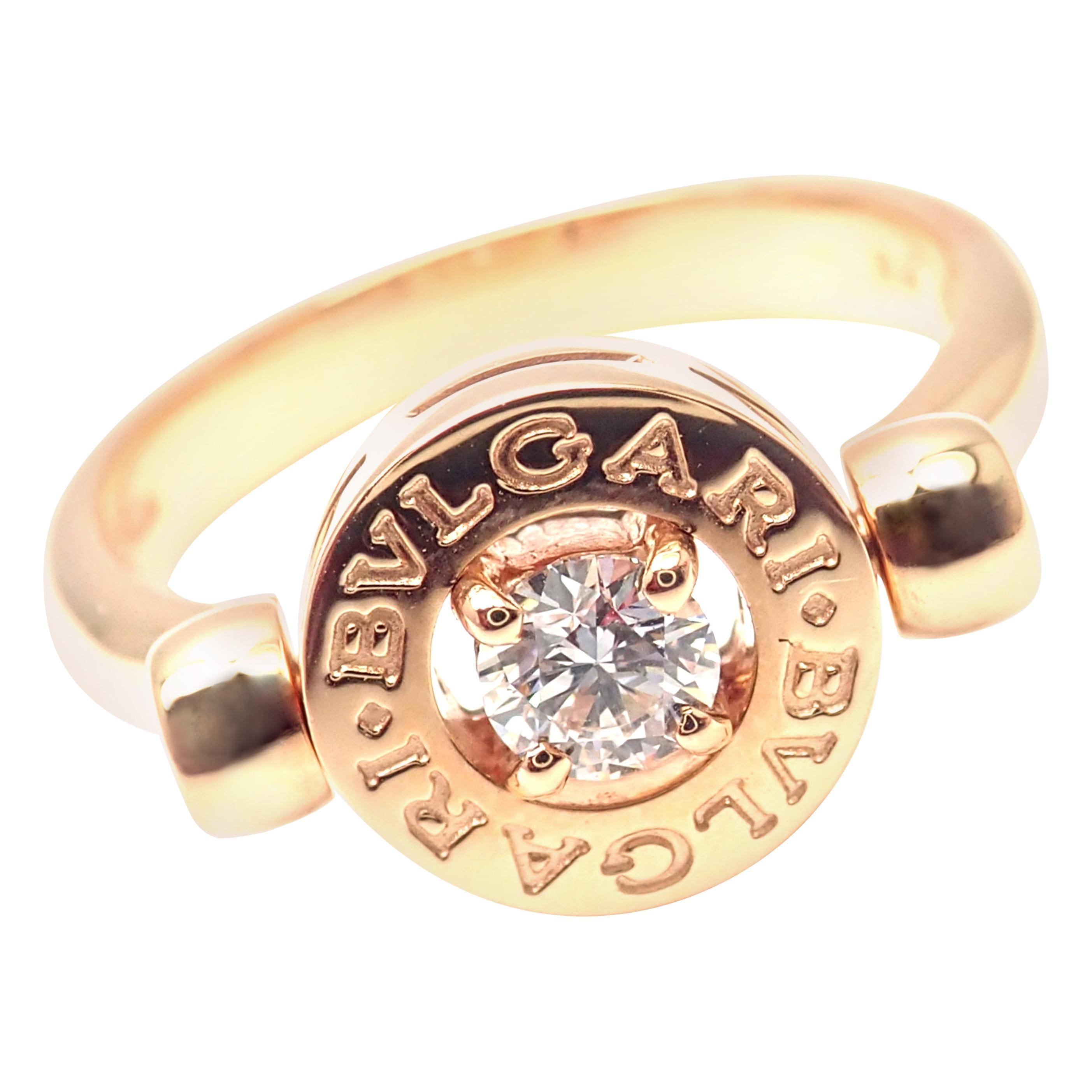 Bulgari Flip Diamond Rose Gold Band Ring For Sale
