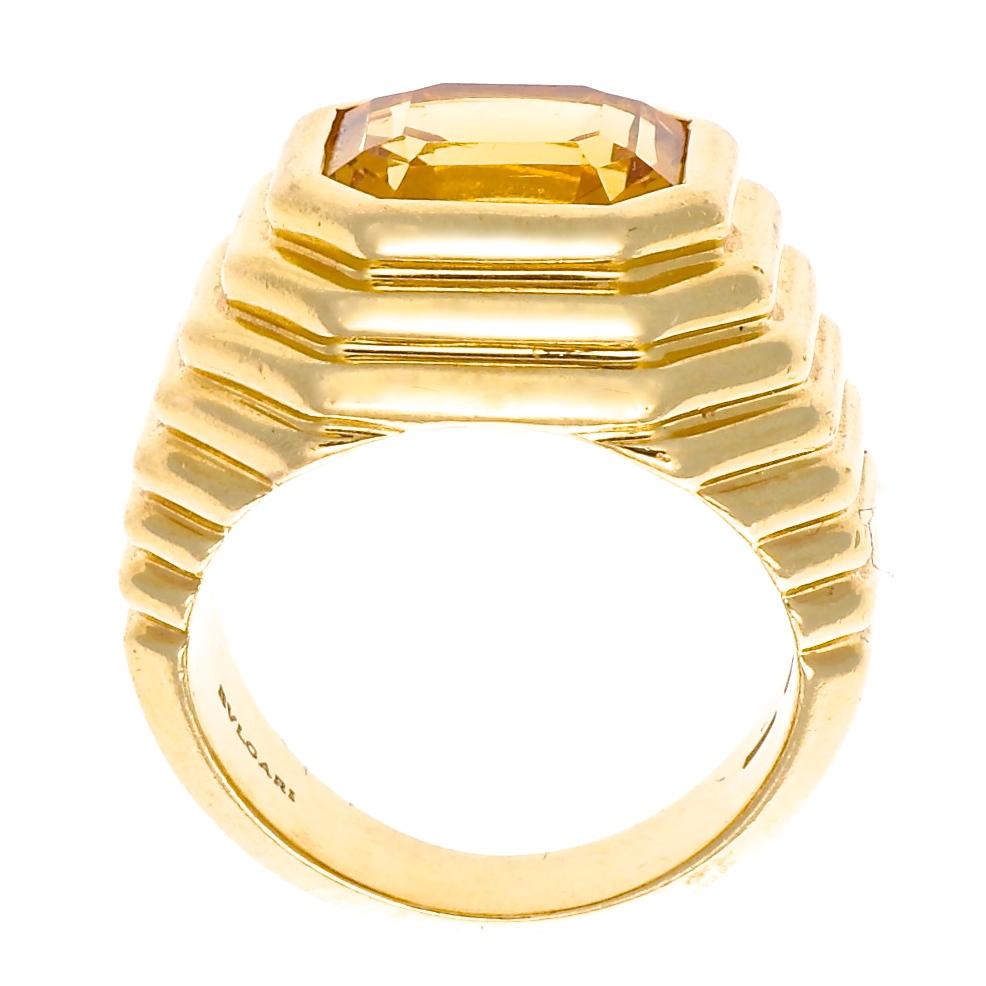Modern Bulgari Citrine Gold Ring
