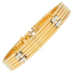 Bulgari French 1960's Platinum 18 Karat Yellow Gold Vintage Fluted Link Bracelet