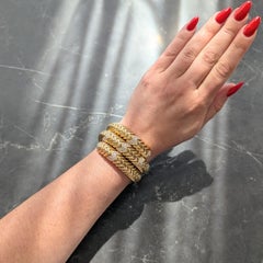 Bulgari French 1970's Diamond 18K Gold Yellow Vintage Triple Spiga Wrap Bracelet