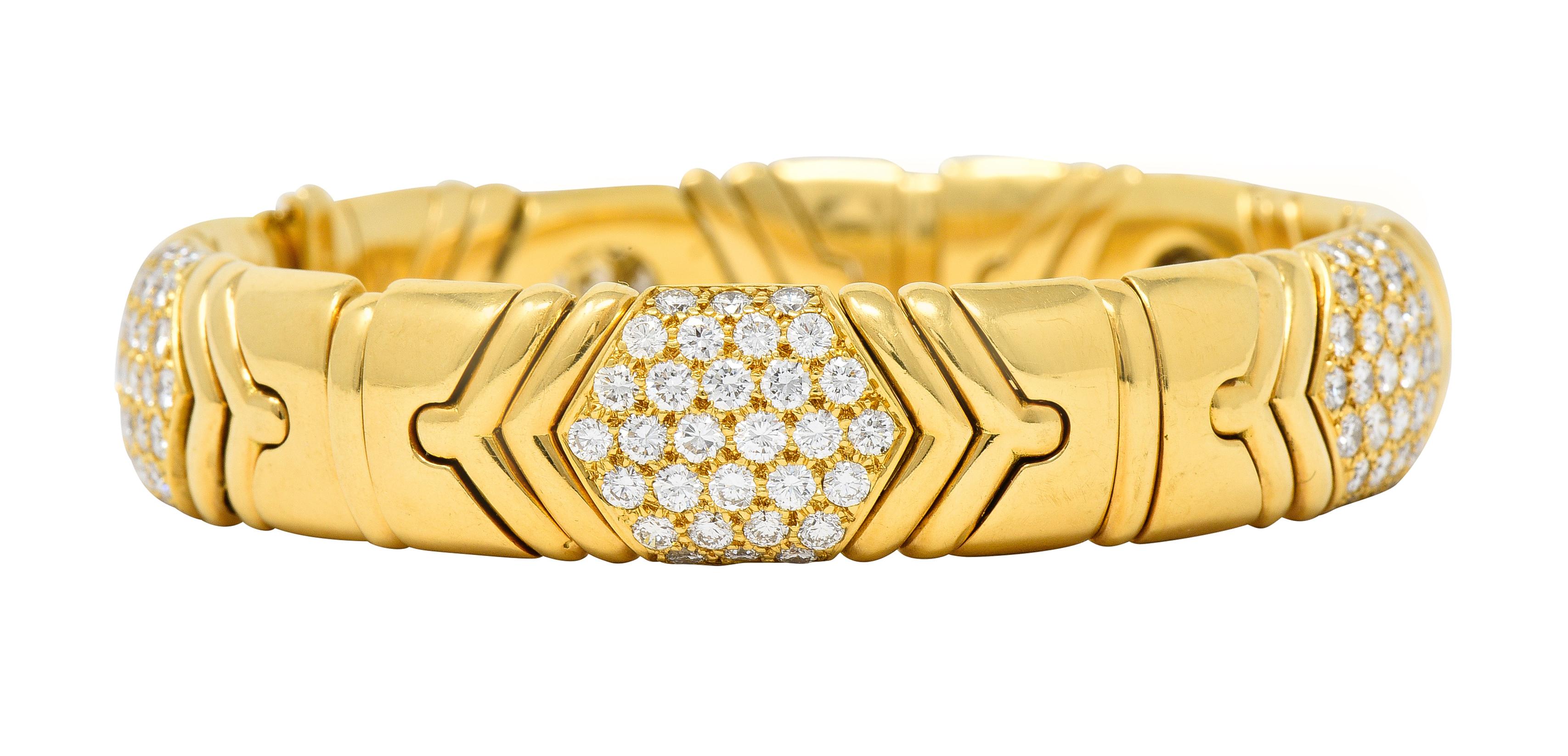 Französisches Alveare Vintage-Armband mit 7,00 Karat Diamanten aus 18 Karat Gelbgold (Zeitgenössisch) im Angebot