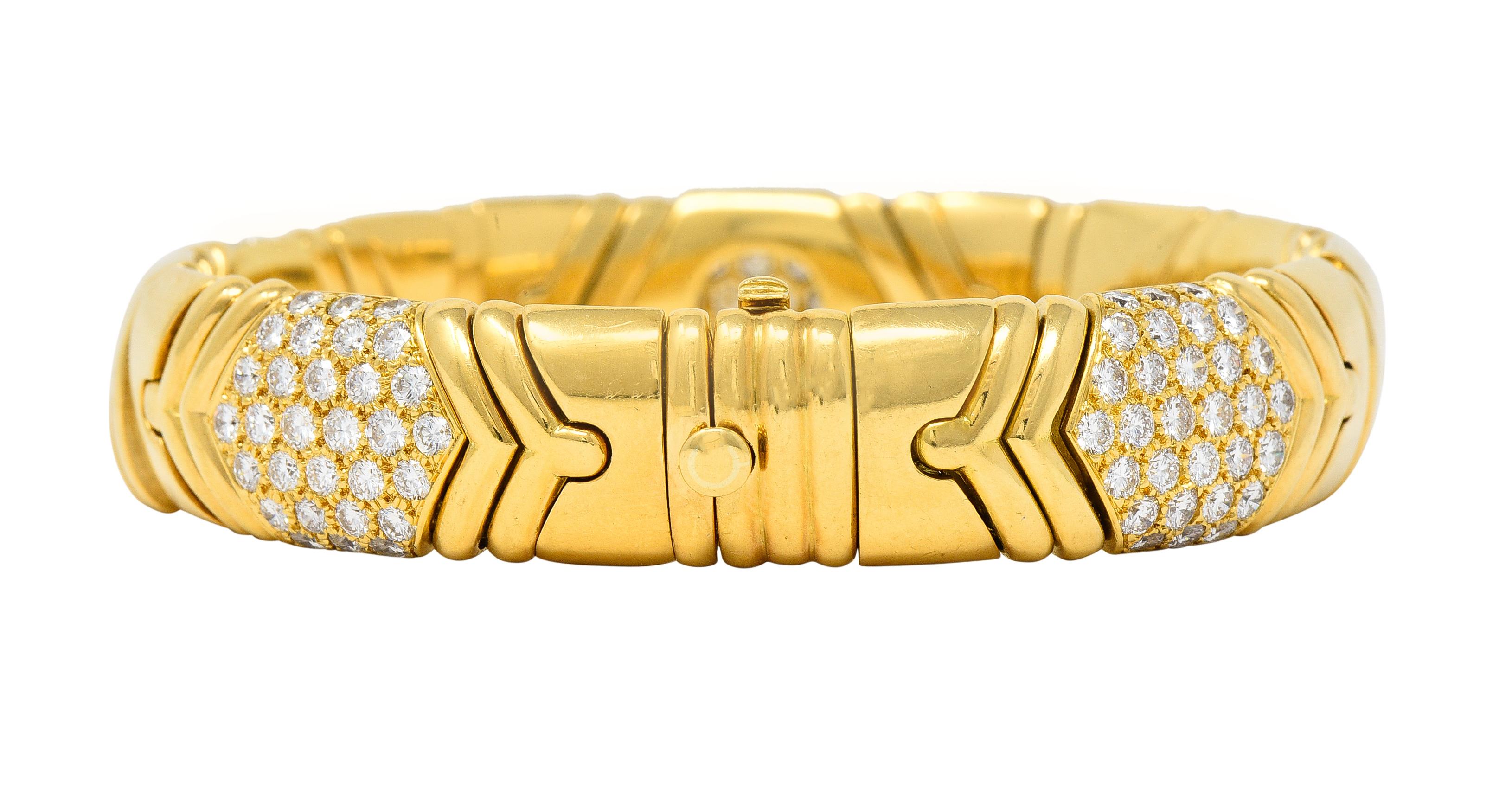 Französisches Alveare Vintage-Armband mit 7,00 Karat Diamanten aus 18 Karat Gelbgold (Brillantschliff) im Angebot
