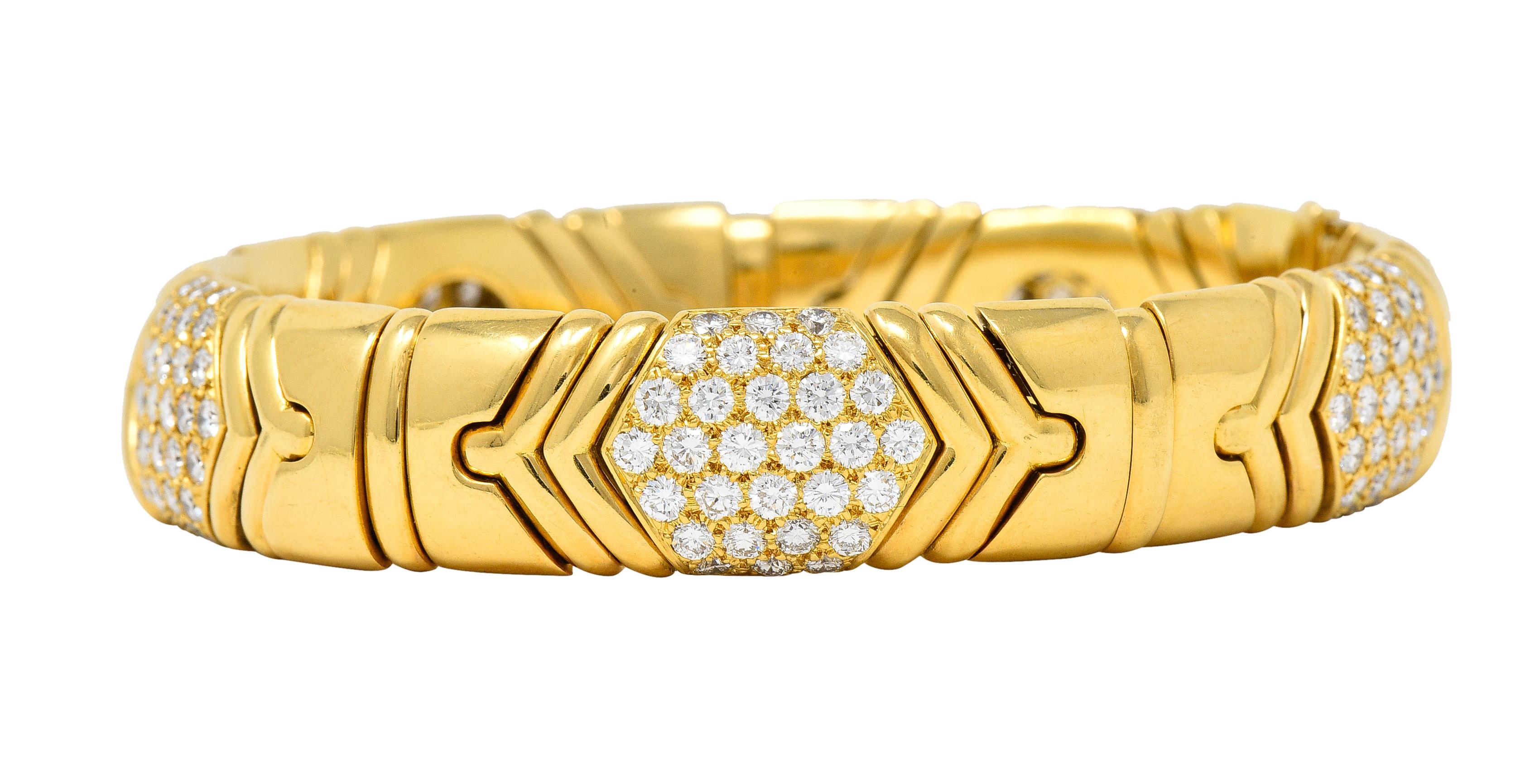 Französisches Alveare Vintage-Armband mit 7,00 Karat Diamanten aus 18 Karat Gelbgold im Zustand „Hervorragend“ im Angebot in Philadelphia, PA