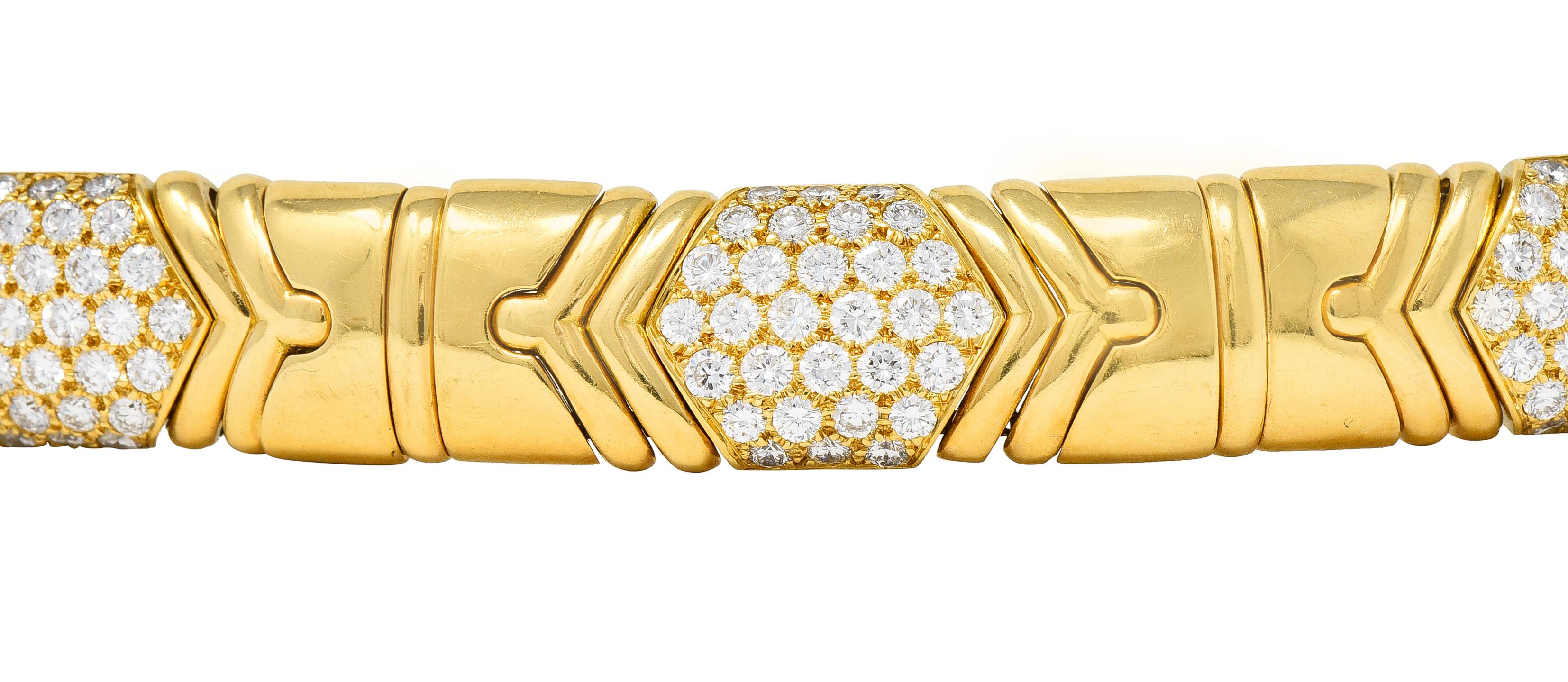 Französisches Alveare Vintage-Armband mit 7,00 Karat Diamanten aus 18 Karat Gelbgold im Angebot 1
