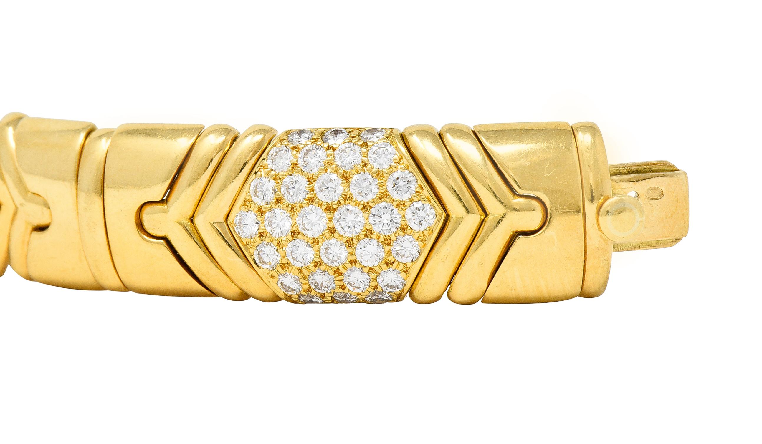 Französisches Alveare Vintage-Armband mit 7,00 Karat Diamanten aus 18 Karat Gelbgold im Angebot 2