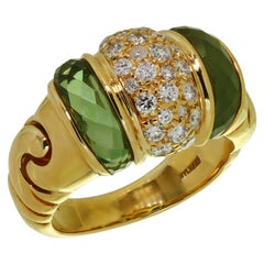 Bulgari Ganci Diamond Peridot Yellow Gold Ring