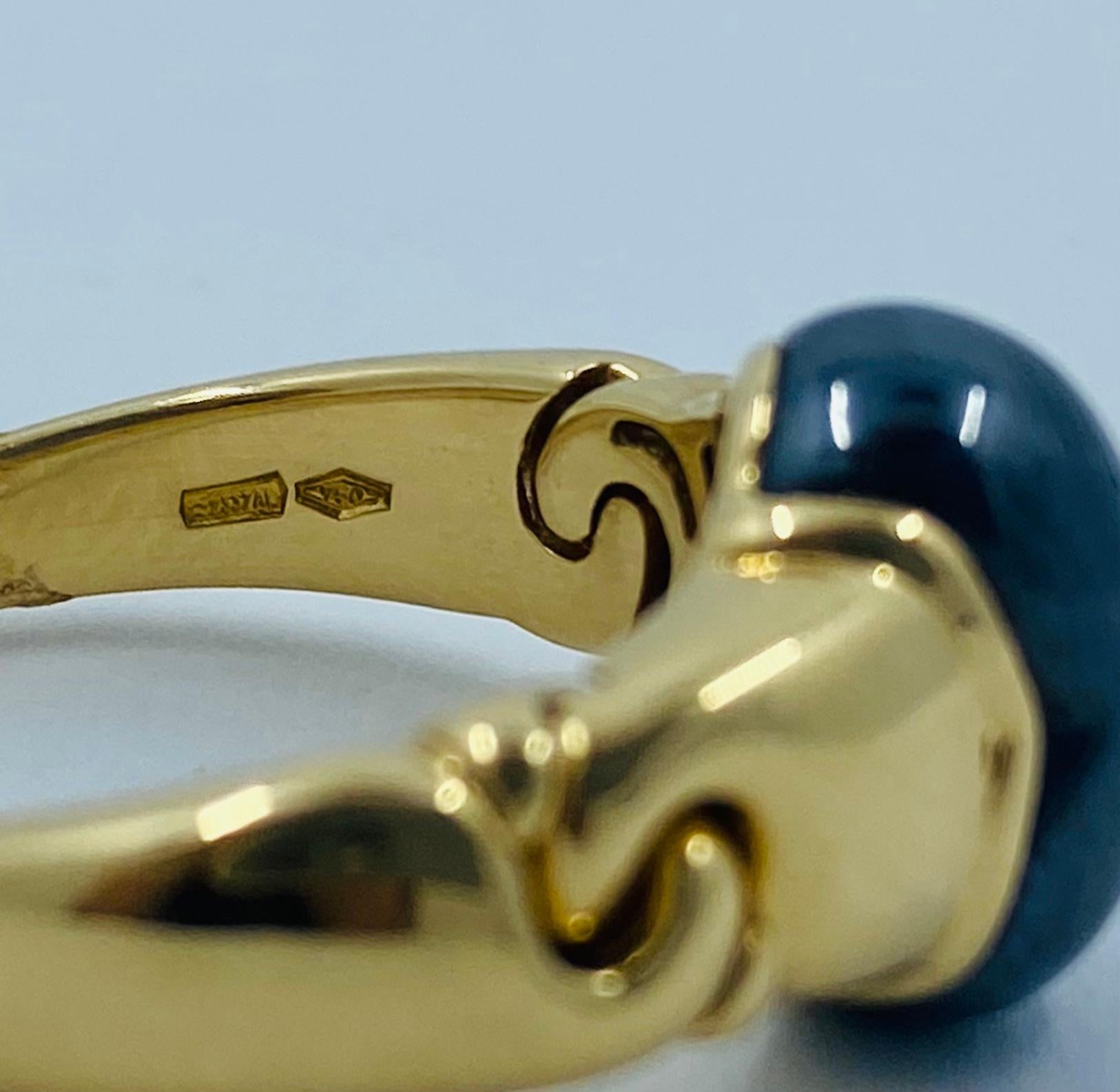 Bulgari Gancio Gold Ring Hematite For Sale 2