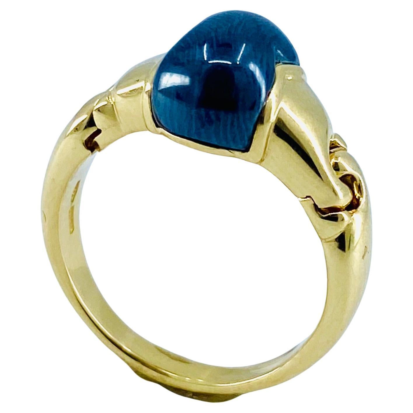 Bulgari Gancio Gold Ring Hematite For Sale