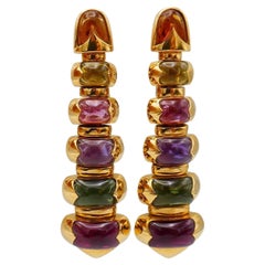 bulgari dangling earrings Bulgari Gemstone Gold Dangling Earrings